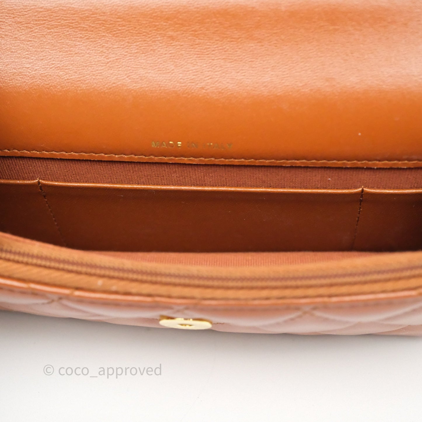 Chanel Top Handle Mini WOC Phone Holder with Chain Dark Caramel Lambskin Gold Hardware