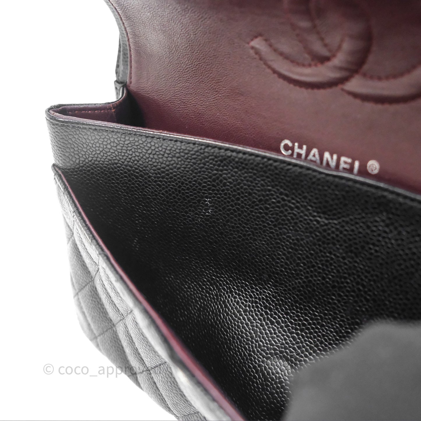 Chanel Classic M/L Medium Flap Quilted Black Caviar Silver Hardware