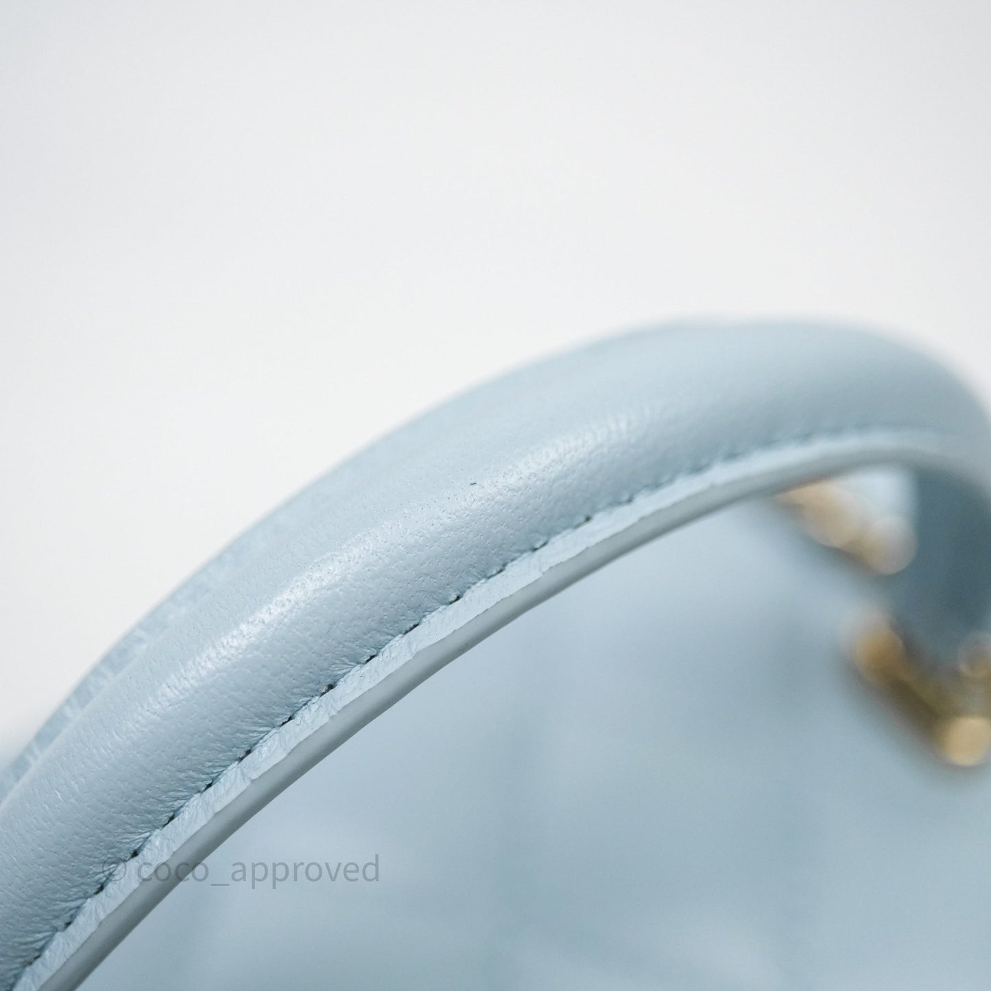 Chanel Vanity Rectangular Top Handle Blue Lambskin Gold Hardware