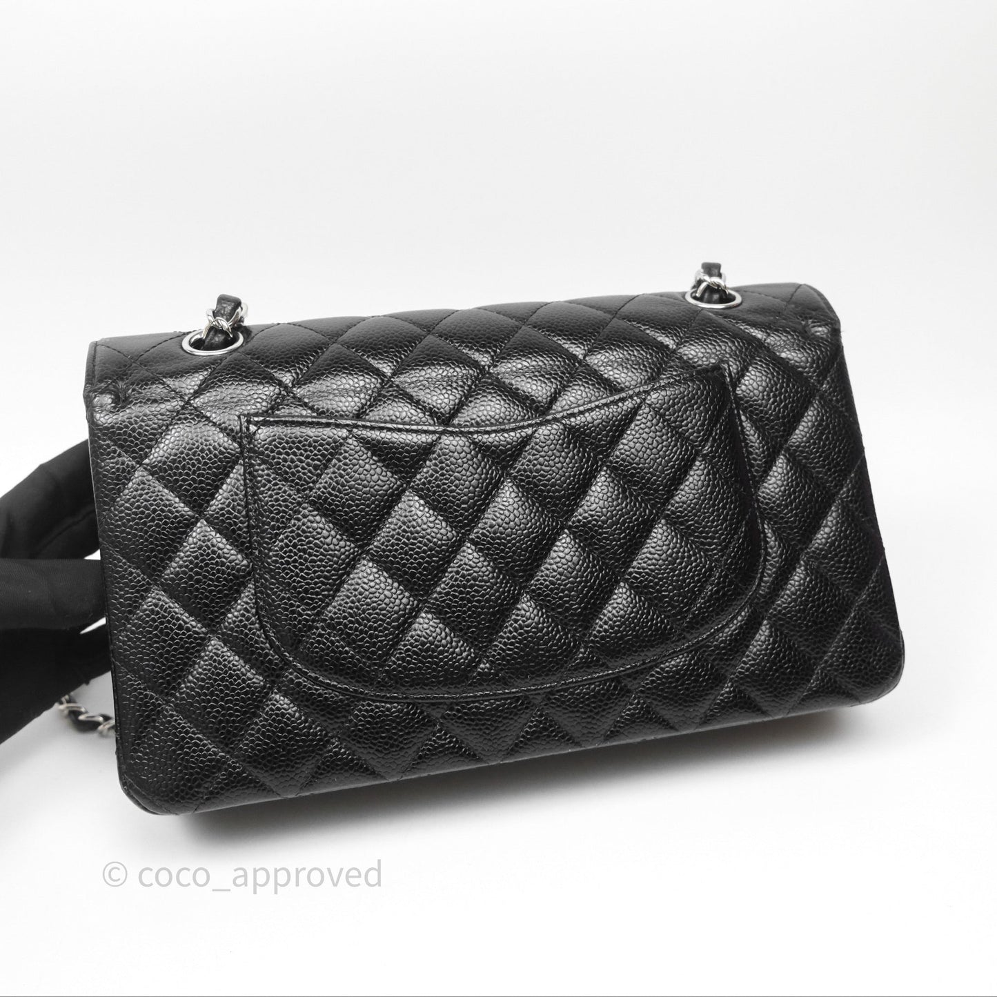 Chanel Classic M/L Medium Flap Quilted Black Caviar Silver Hardware