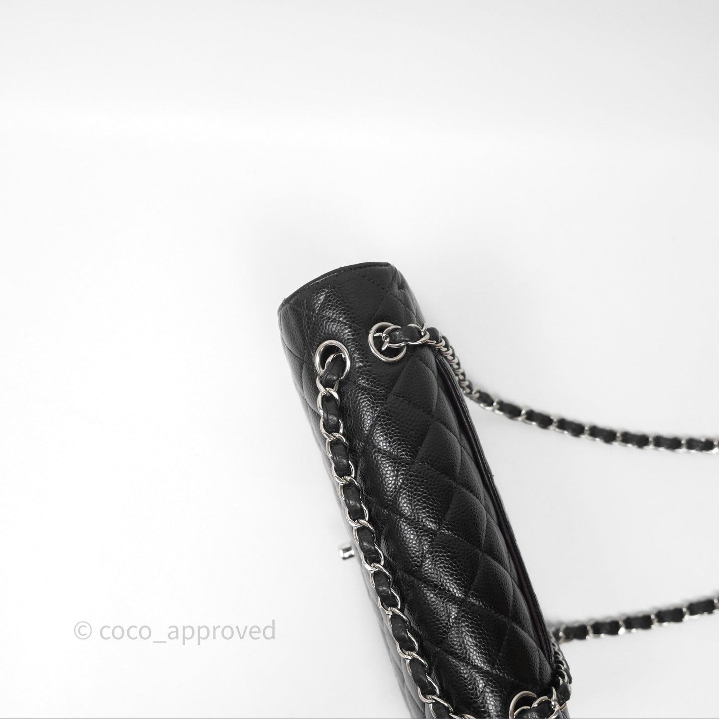 Chanel Classic M/L Medium Flap Quilted Black Caviar Silver Hardware