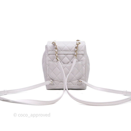 Chanel Mini Urban Spirit Backpack Pale Gray Caviar Gold Hardware