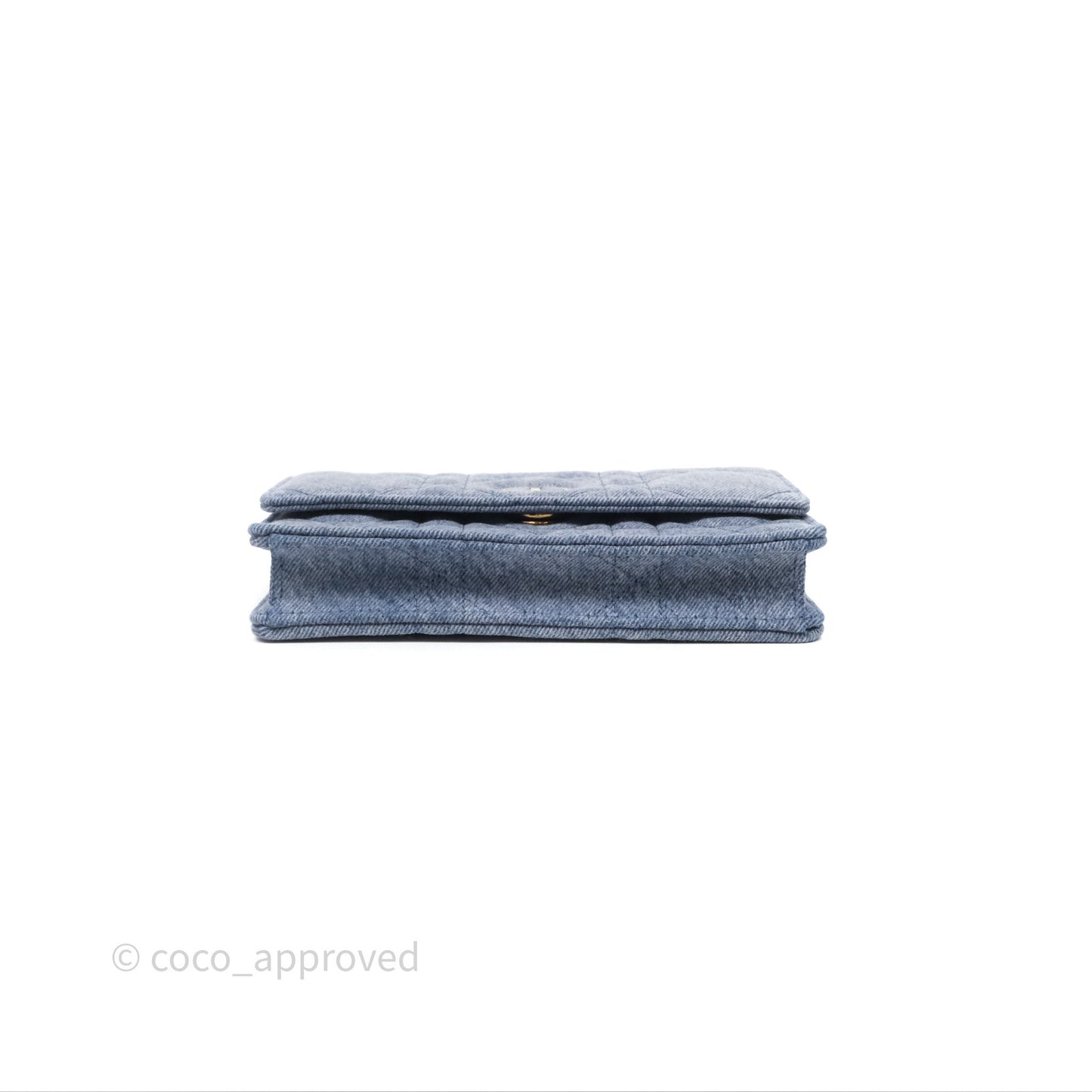 Christian Dior Dior Caro Pouch with Chain Blue Macrocannage Denim