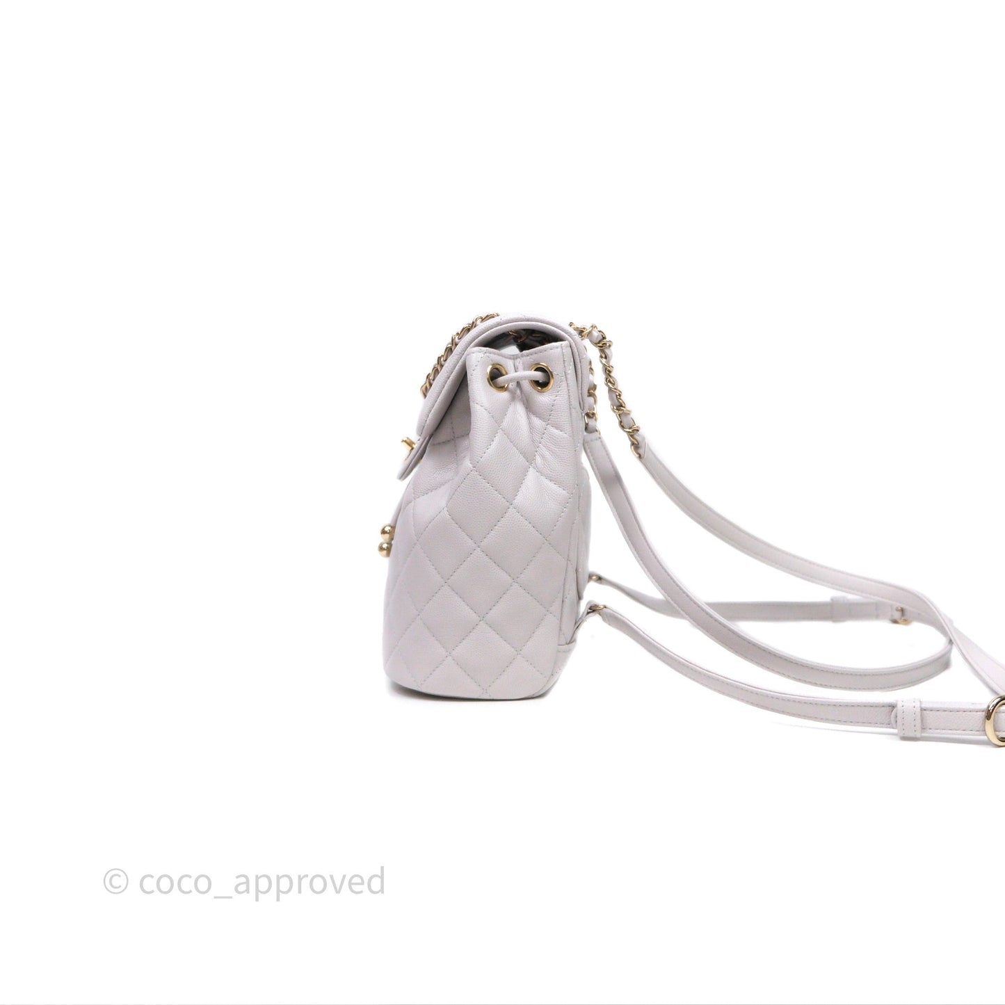 Chanel Mini Urban Spirit Backpack Pale Gray Caviar Gold Hardware