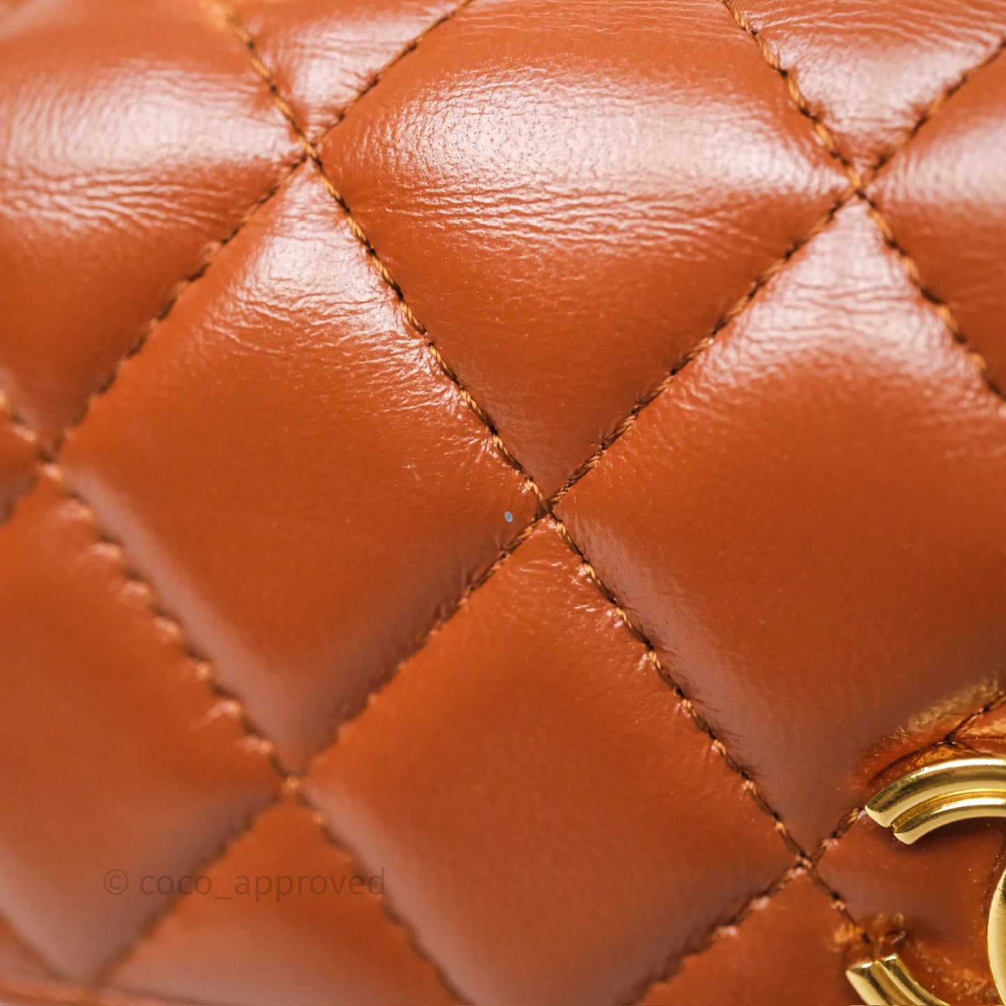 Chanel Top Handle Mini WOC Phone Holder with Chain Dark Caramel Lambskin Gold Hardware