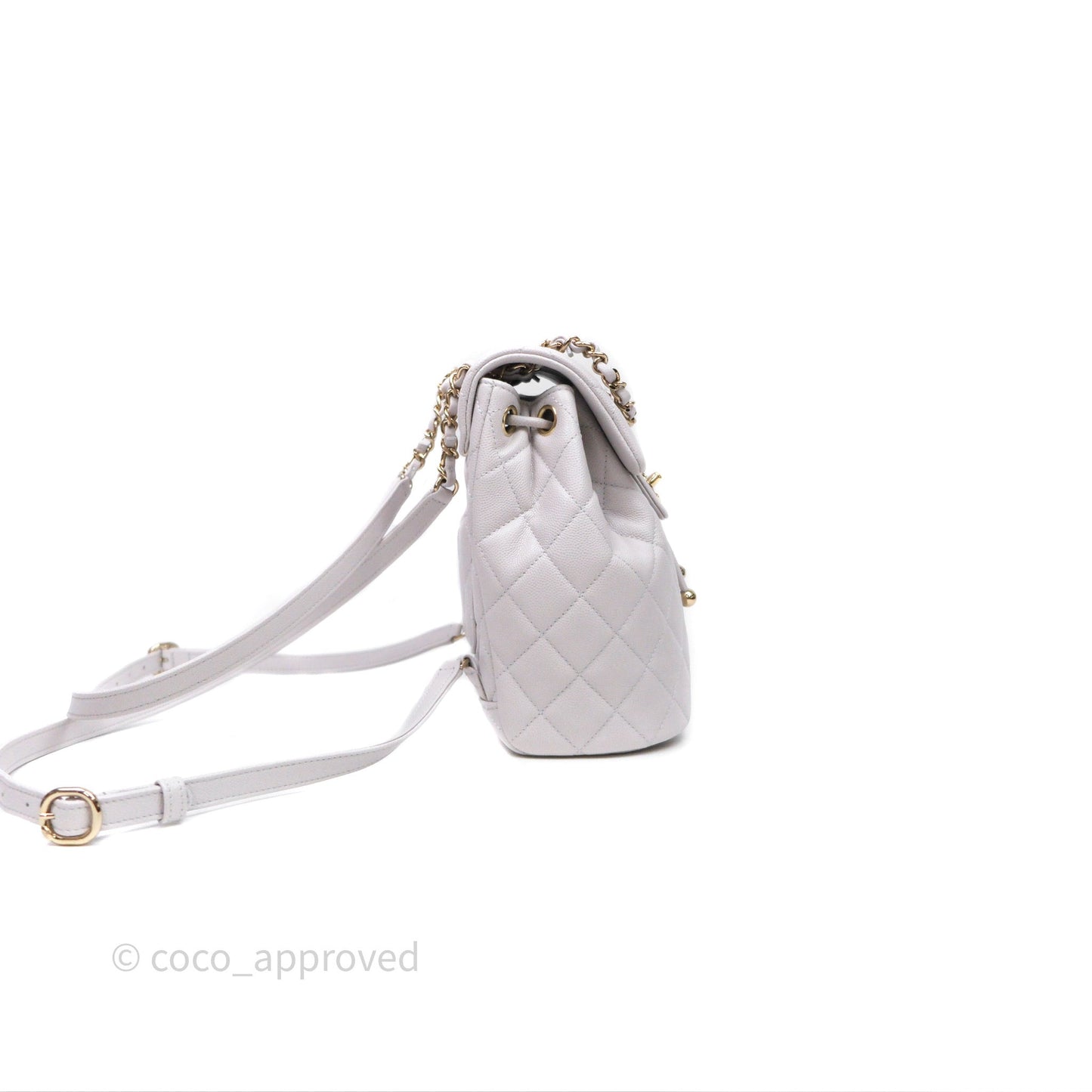 Chanel Mini Urban Spirit Backpack Pale Gray Caviar Gold Hardware