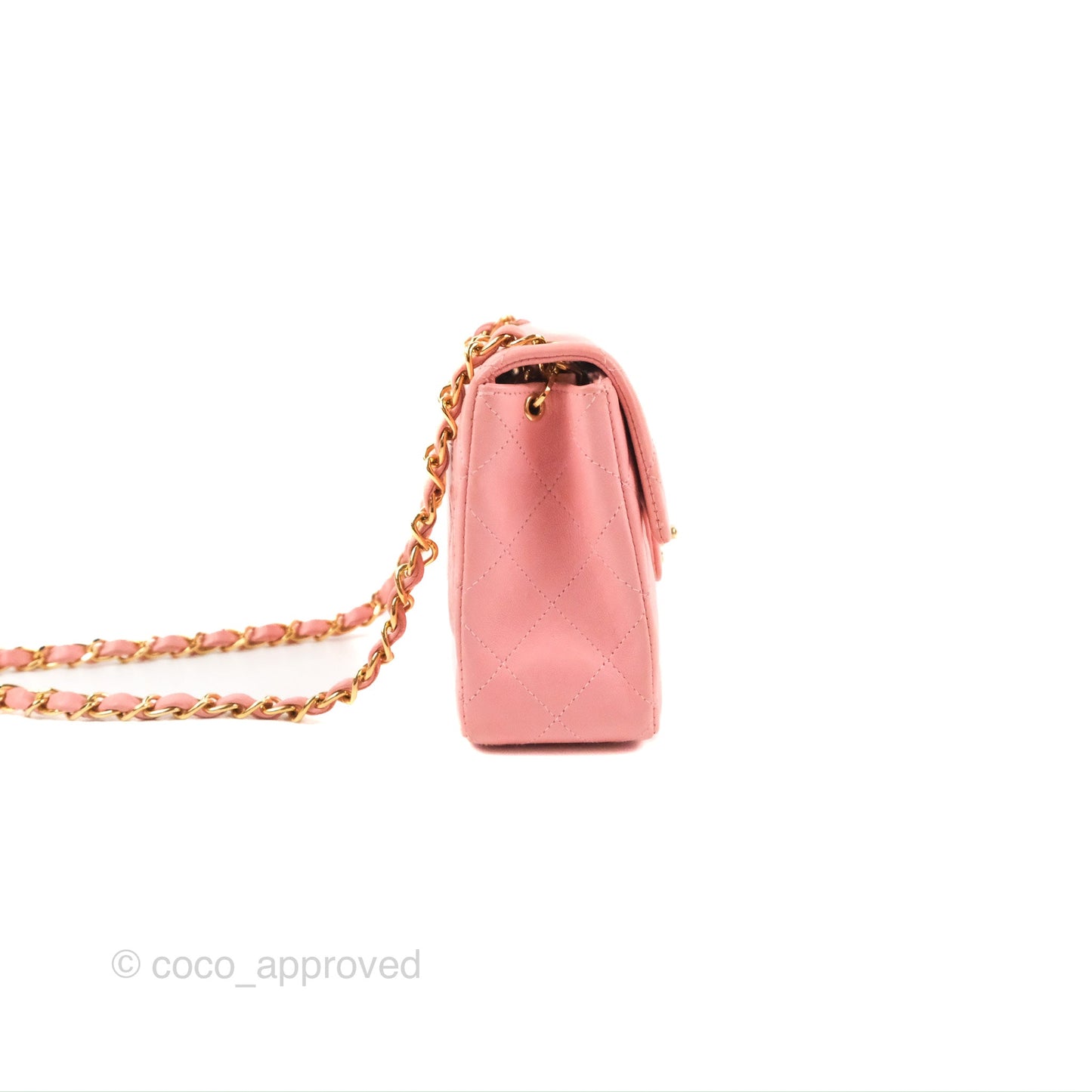 Chanel Quilted Vintage Mini Square Flap Pink Lambskin 24K Gold Hardware