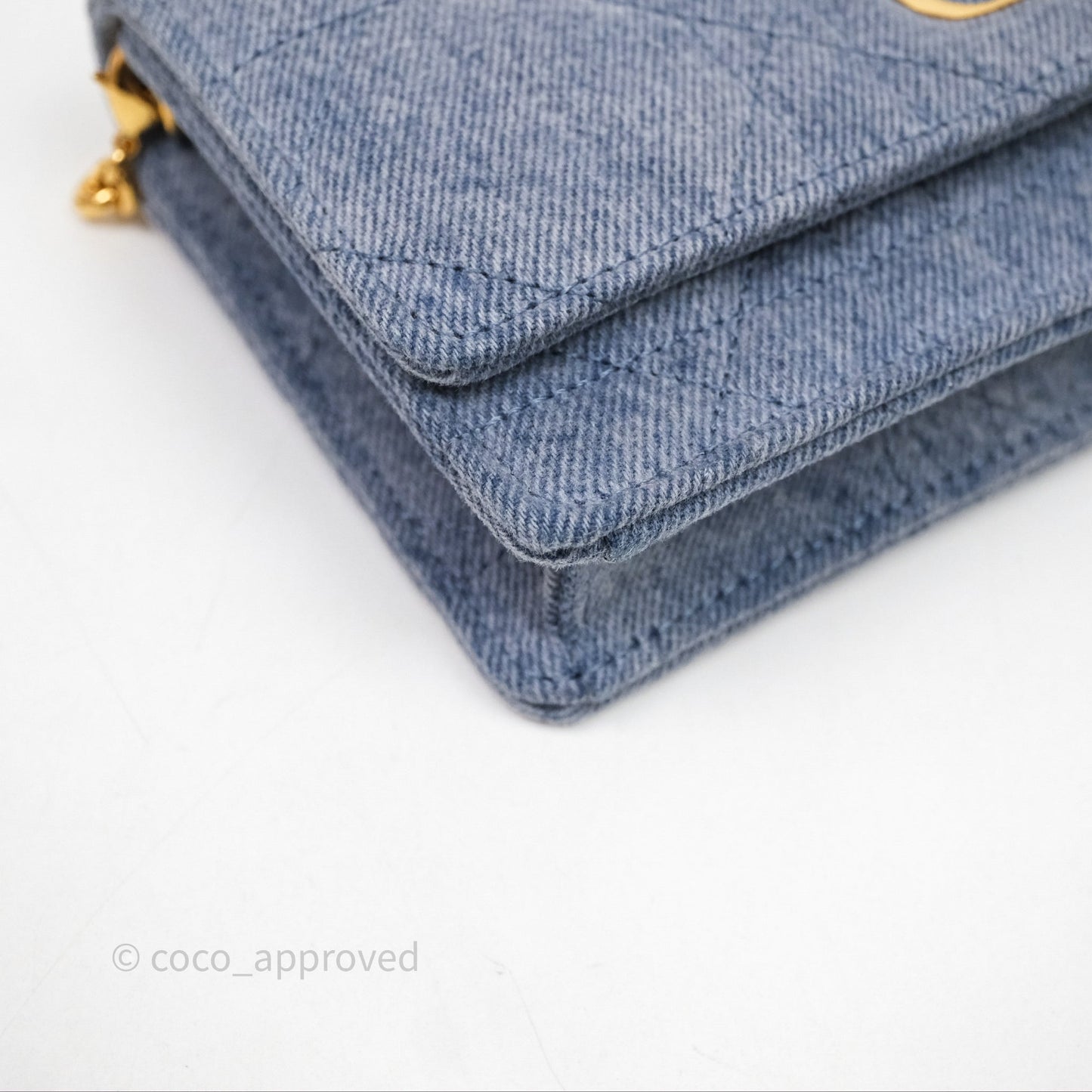 Christian Dior Dior Caro Pouch with Chain Blue Macrocannage Denim