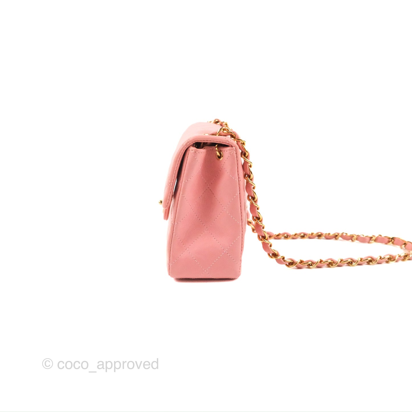 Chanel Quilted Vintage Mini Square Flap Pink Lambskin 24K Gold Hardware