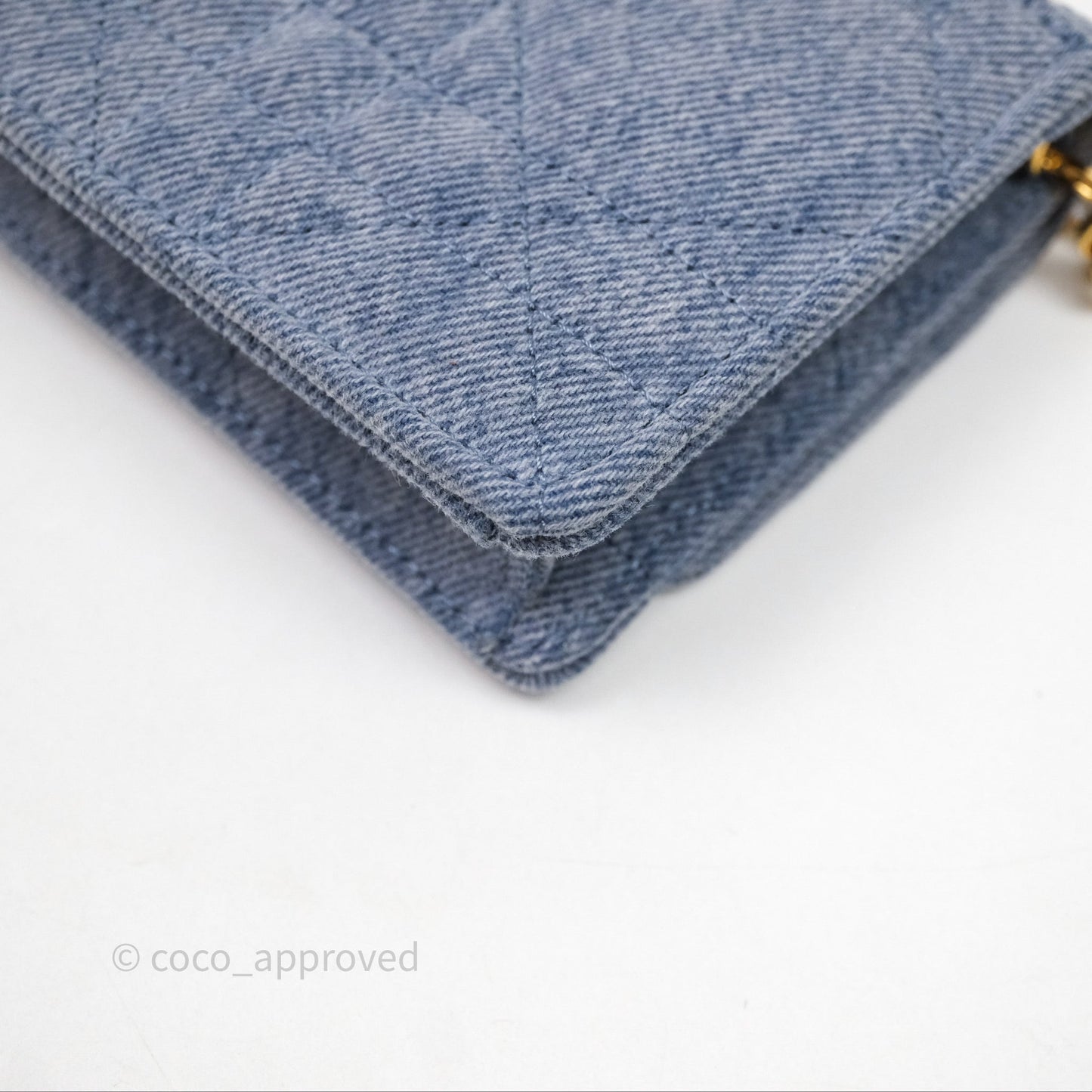 Christian Dior Dior Caro Pouch with Chain Blue Macrocannage Denim
