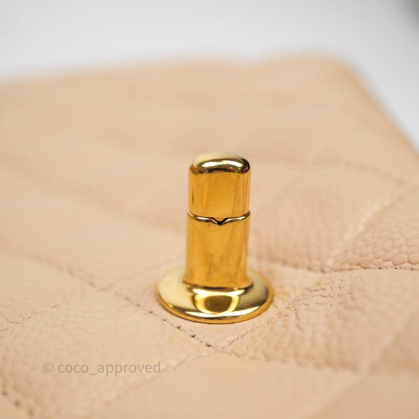 Chanel M/L Medium Classic Flap Quilted Beige Caviar Gold Hardware