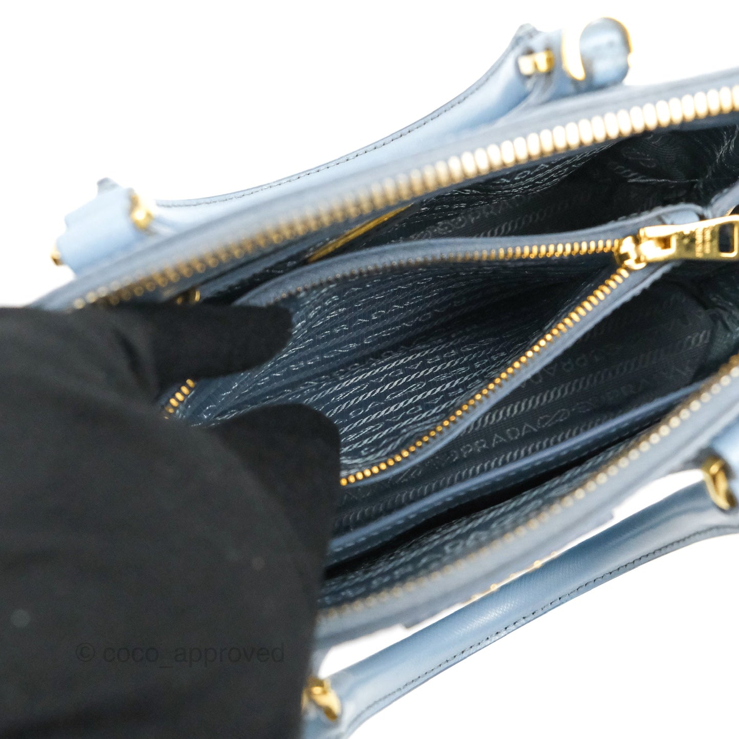 Prada Saffiano Lux Small Promenade Tote Light Blue