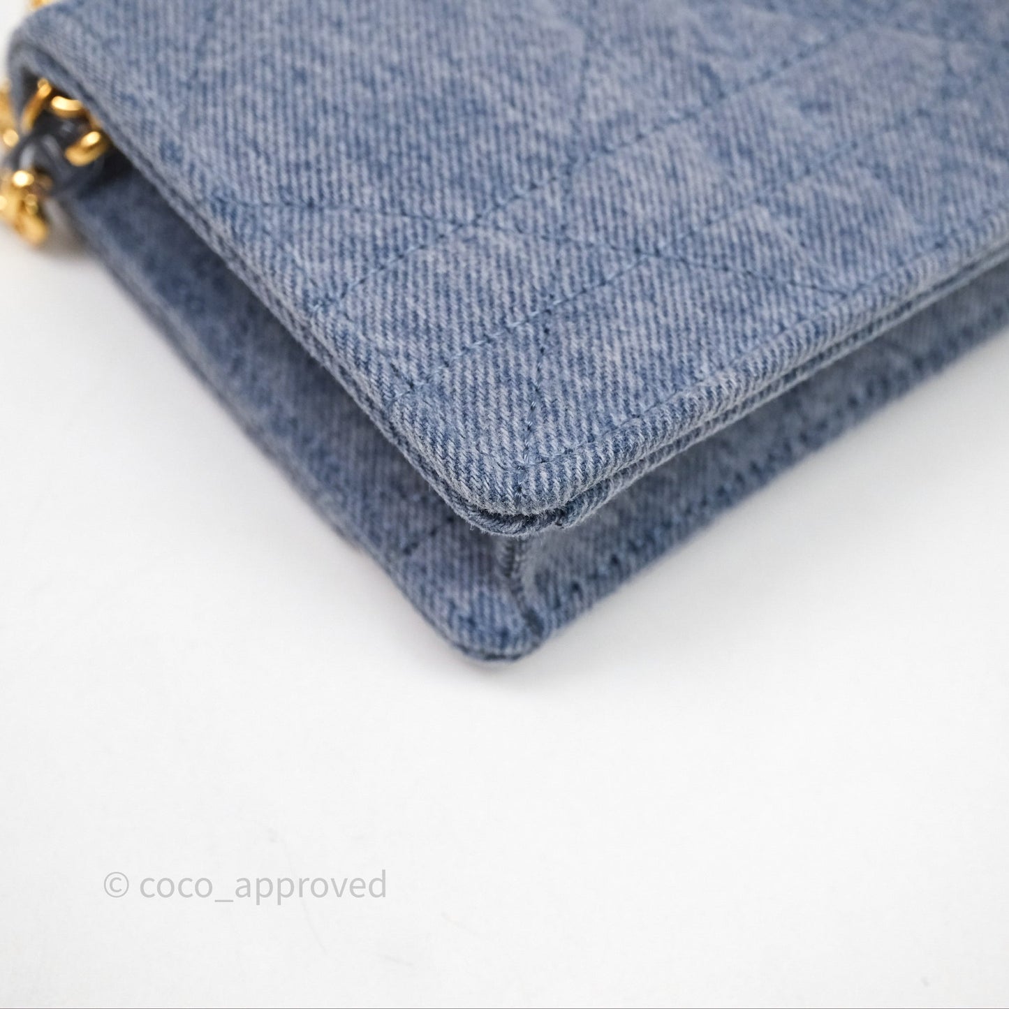 Christian Dior Dior Caro Pouch with Chain Blue Macrocannage Denim