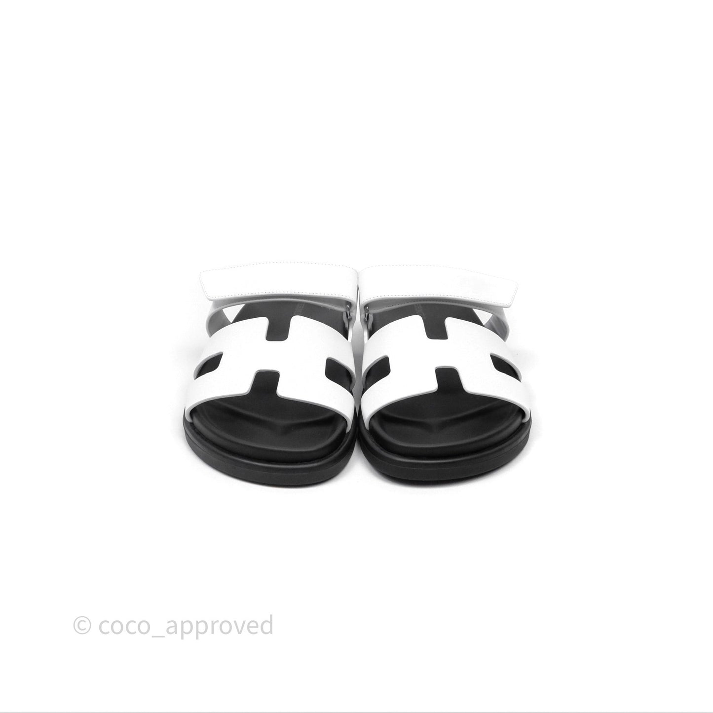 Hermès Chypre Sandal Calfskin Black/White Size 37