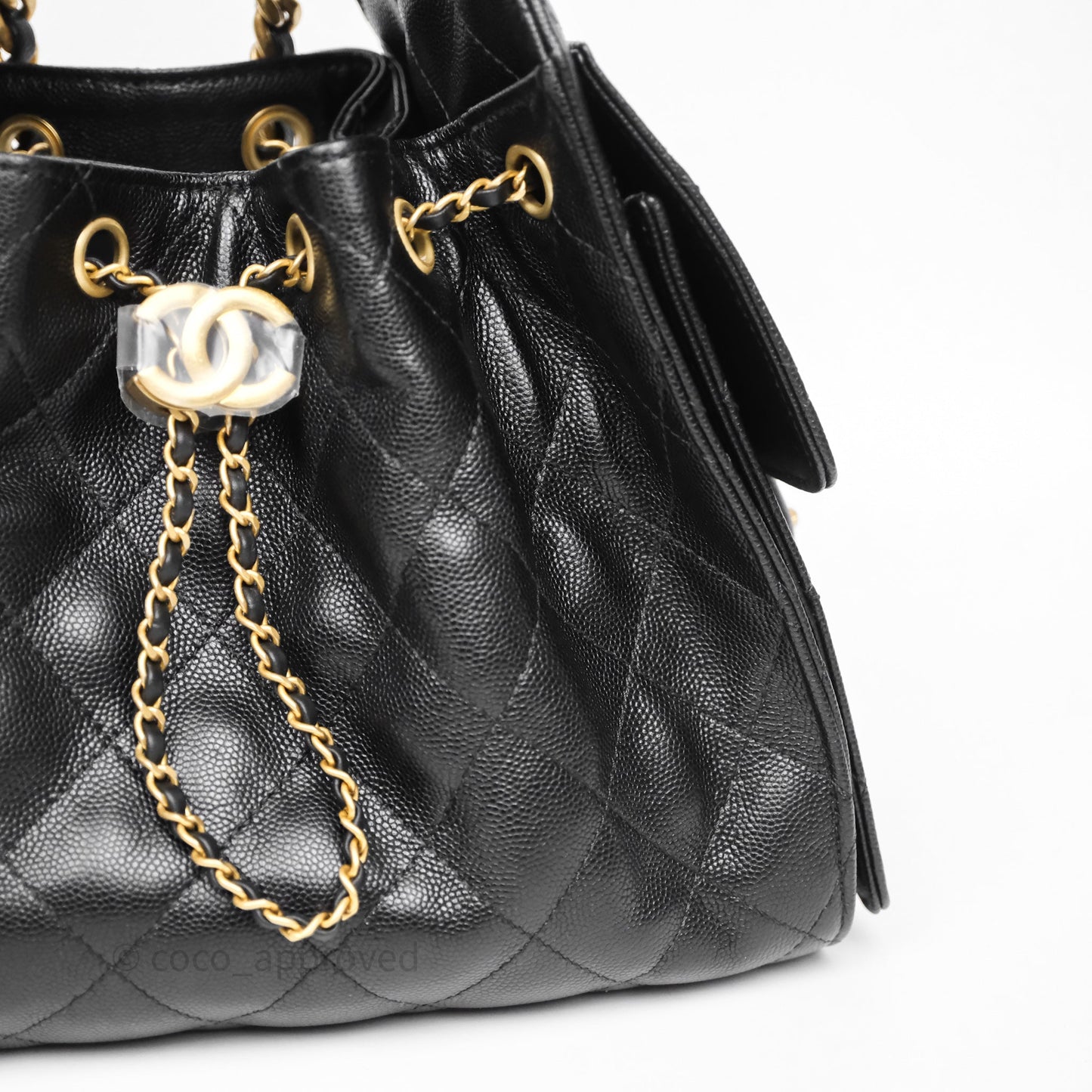Chanel 25 Small Black Caviar Aged Gold Hardware
