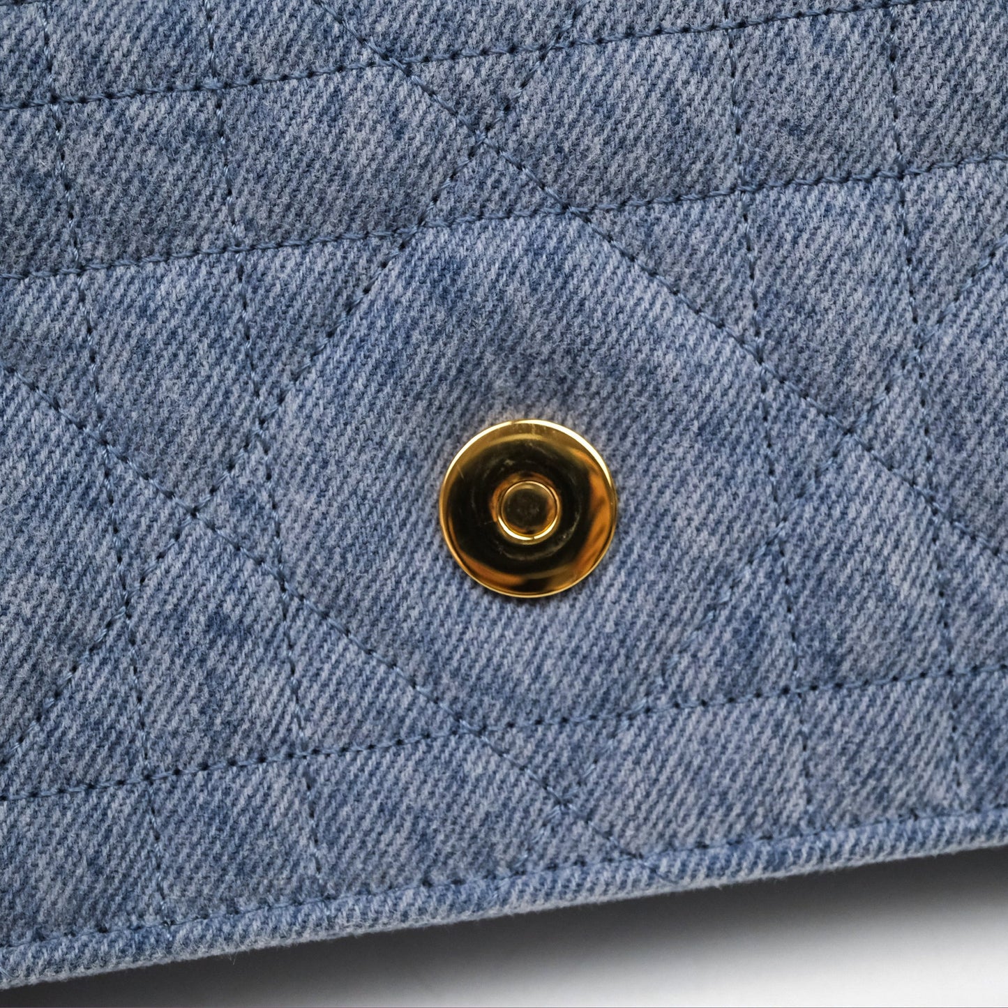 Christian Dior Dior Caro Pouch with Chain Blue Macrocannage Denim