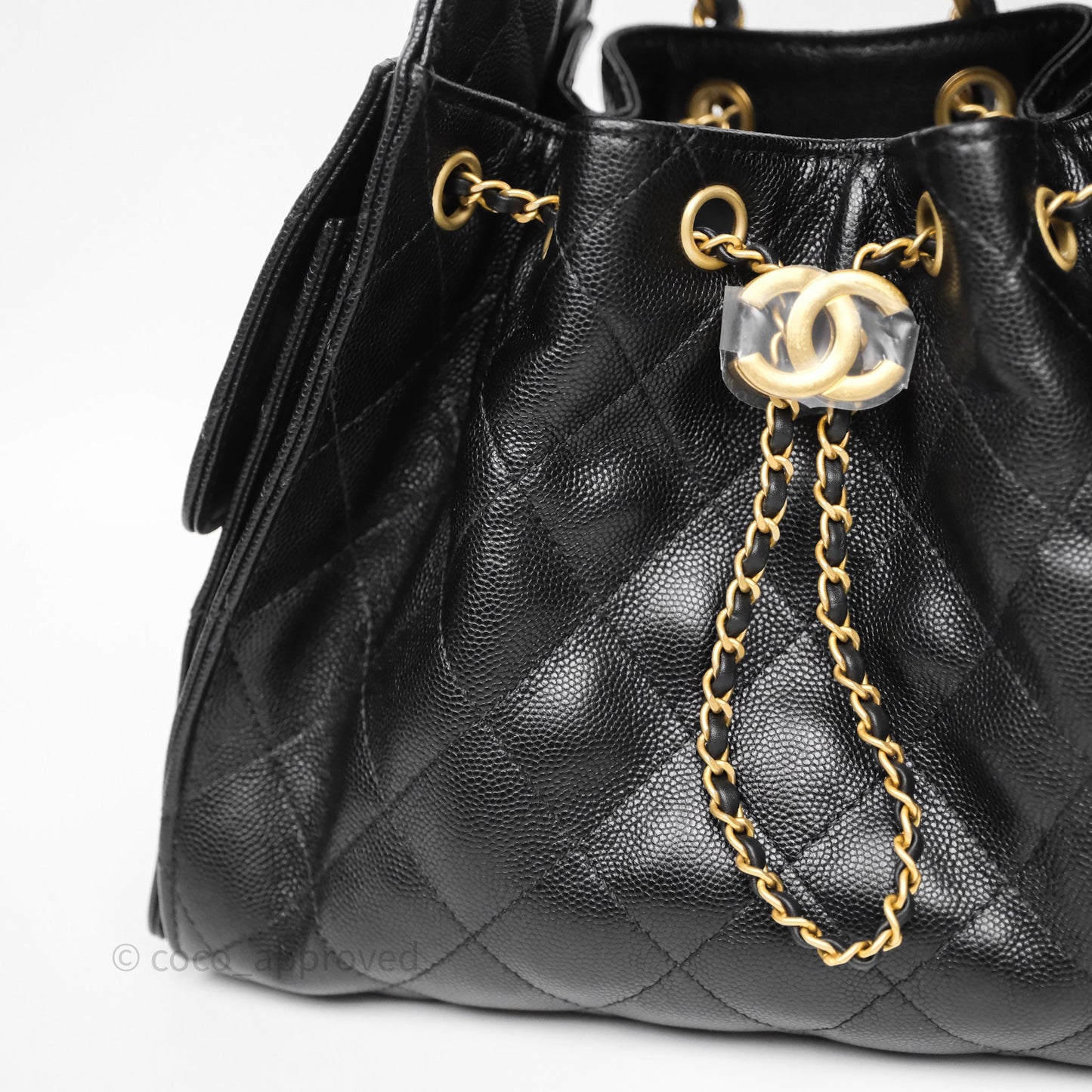 Chanel 25 Small Black Caviar Aged Gold Hardware