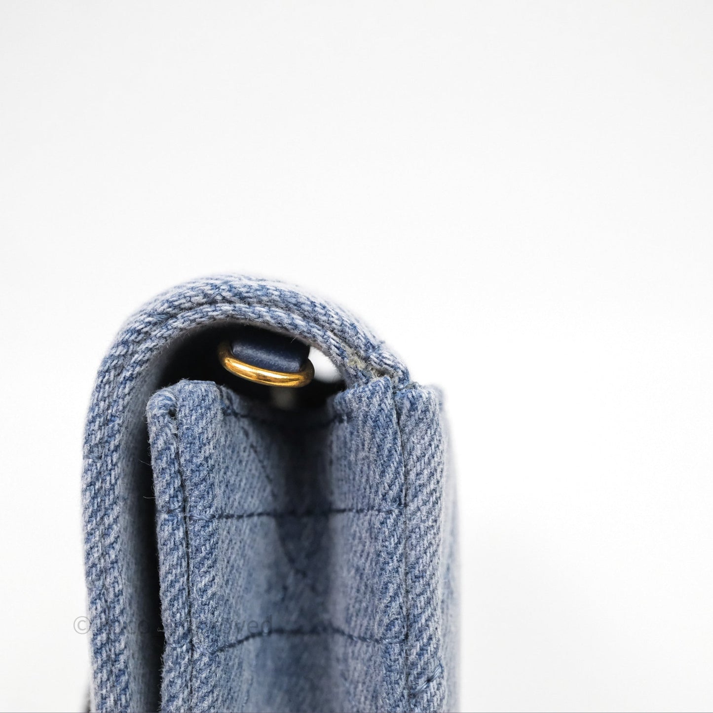 Christian Dior Dior Caro Pouch with Chain Blue Macrocannage Denim