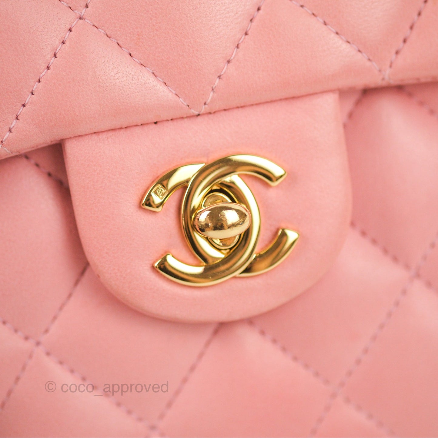 Chanel Quilted Vintage Mini Square Flap Pink Lambskin 24K Gold Hardware