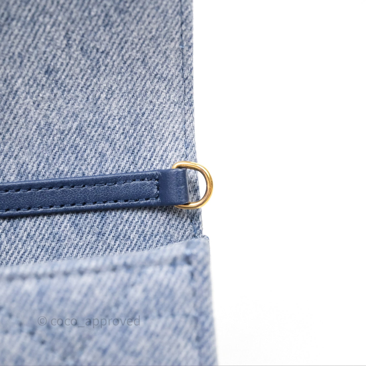 Christian Dior Dior Caro Pouch with Chain Blue Macrocannage Denim