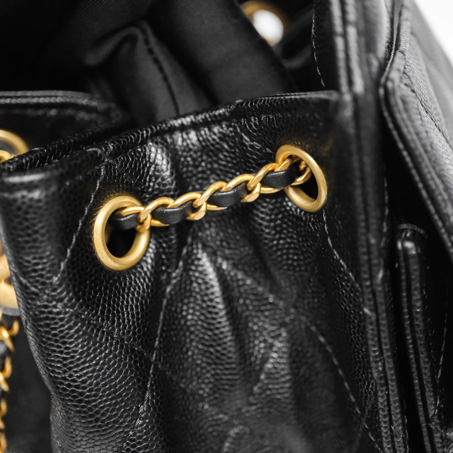 Chanel 25 Small Black Caviar Aged Gold Hardware