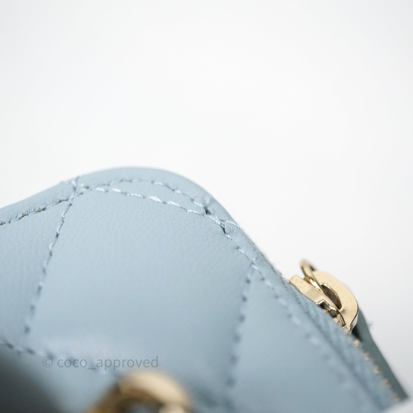 Chanel Vanity Rectangular Top Handle Blue Lambskin Gold Hardware