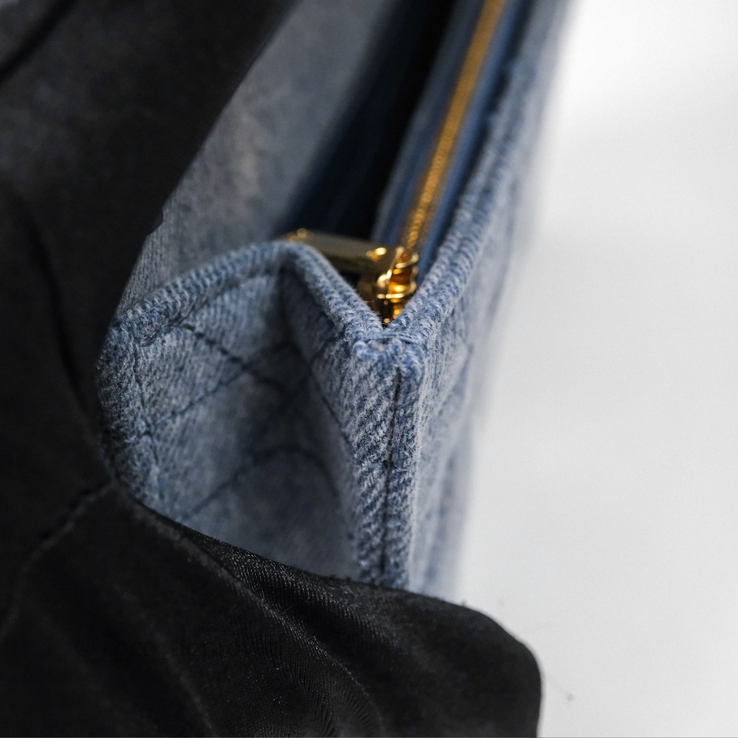 Christian Dior Dior Caro Pouch with Chain Blue Macrocannage Denim