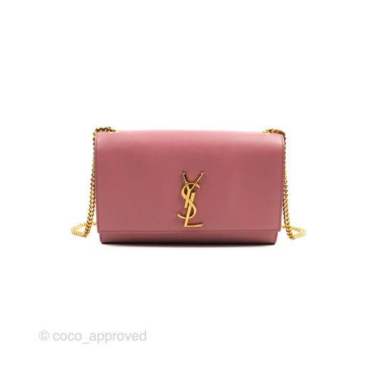 Saint Laurent Medium Classic Monogram Kate Pink Grained Calfskin