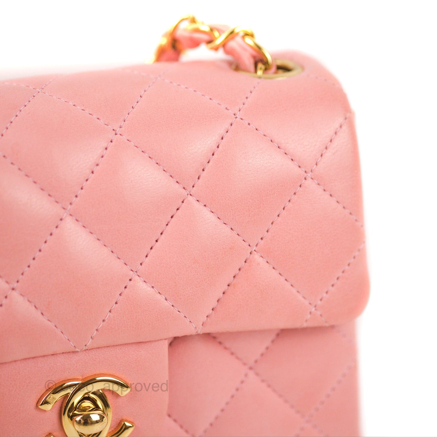 Chanel Quilted Vintage Mini Square Flap Pink Lambskin 24K Gold Hardware