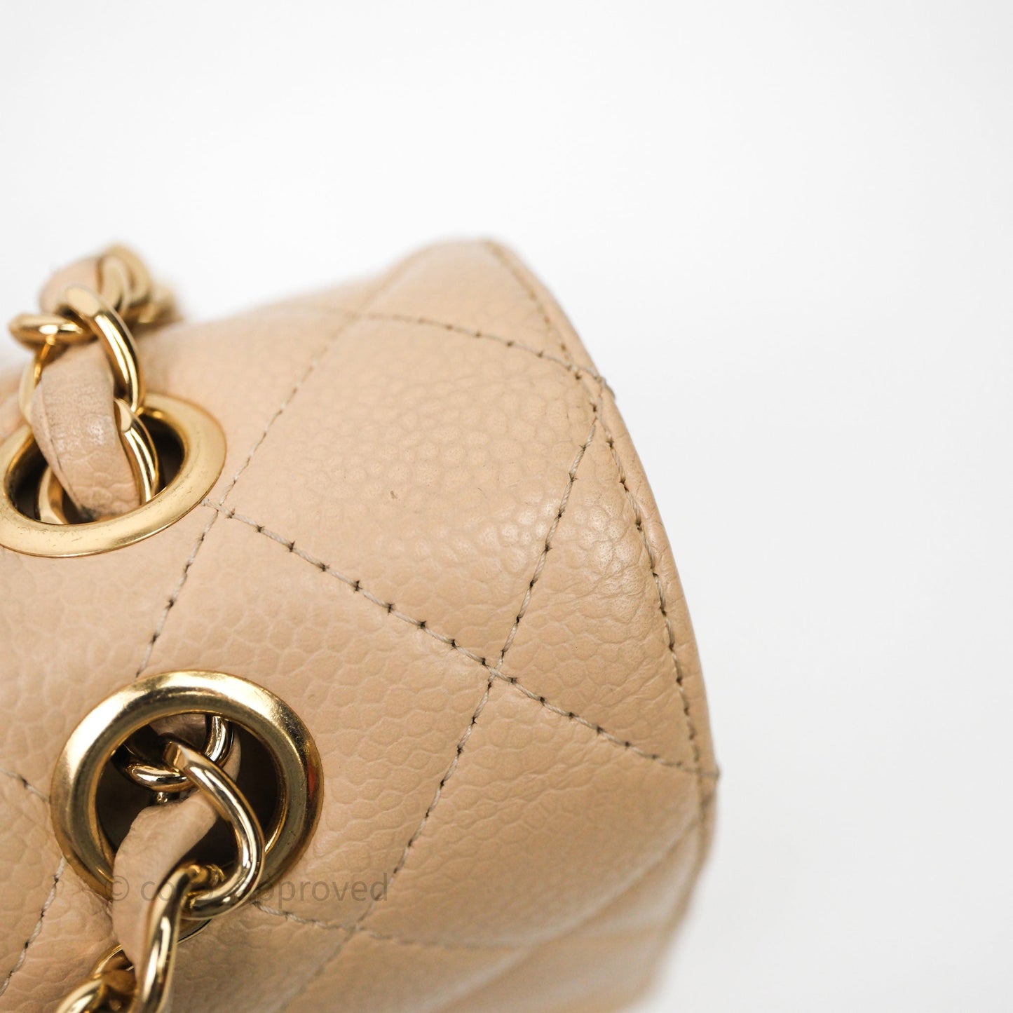 Chanel M/L Medium Classic Flap Quilted Beige Caviar Gold Hardware