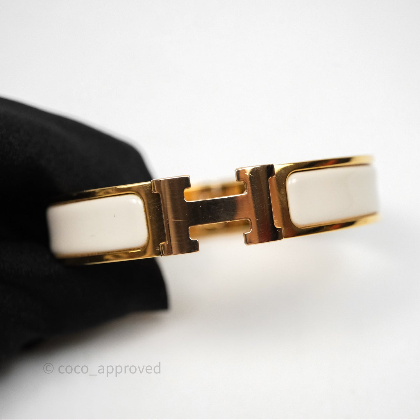 Hermès Clic H Bracelet White Rose Gold Hardware PM