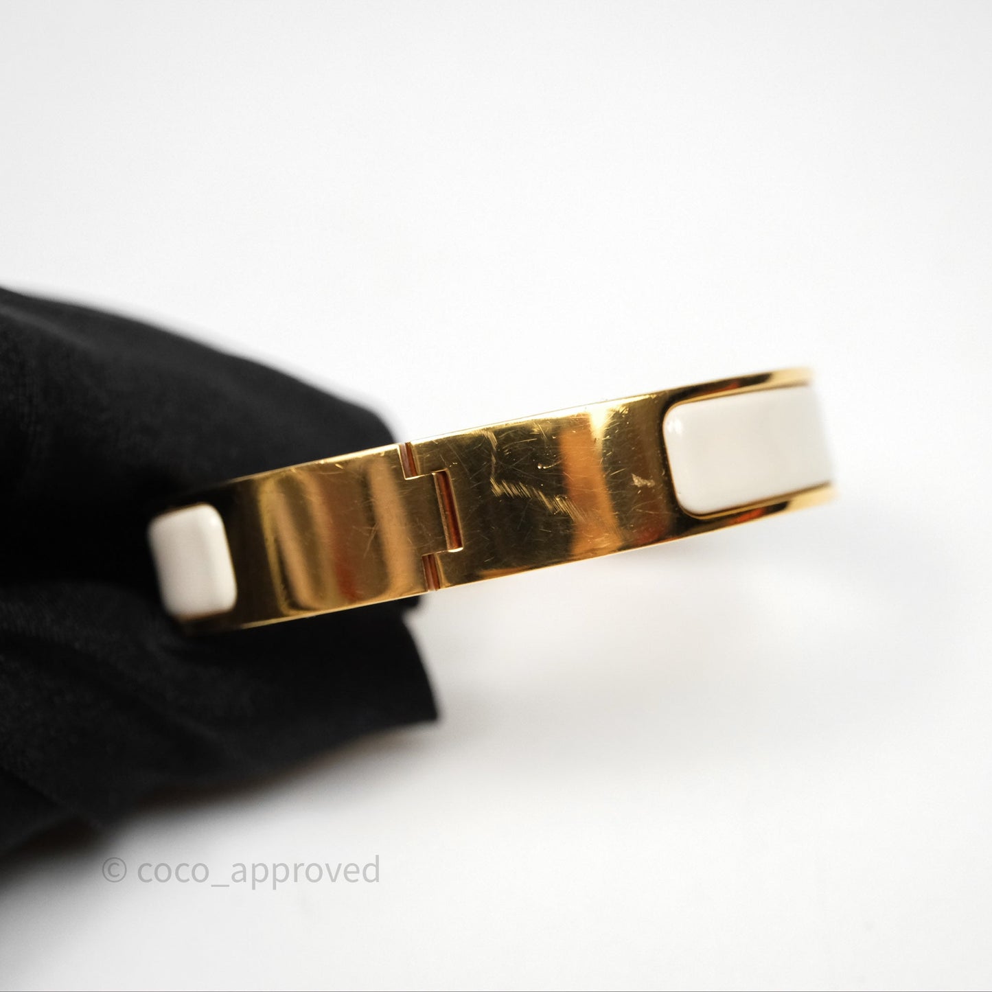 Hermès Clic H Bracelet White Rose Gold Hardware PM