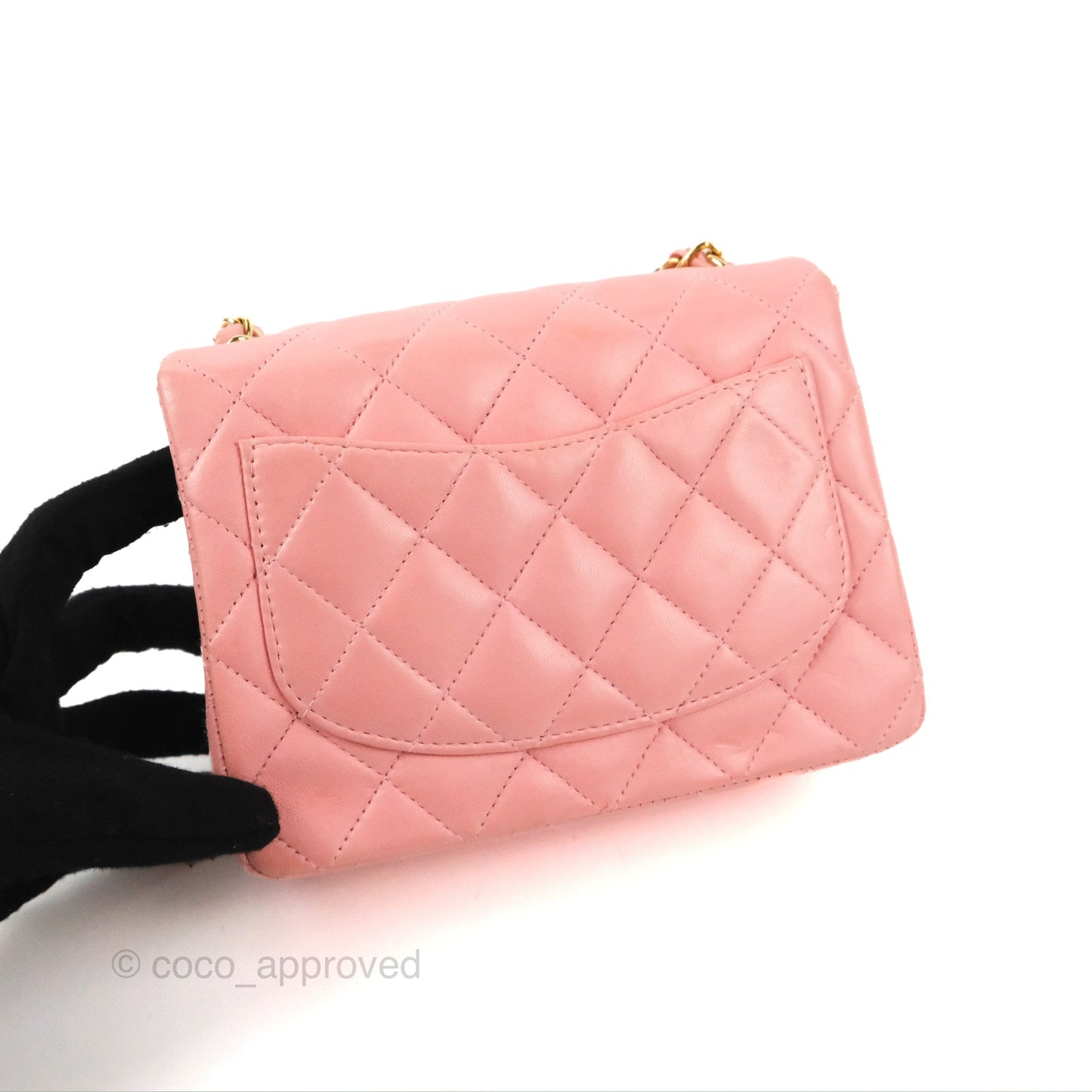 Chanel Quilted Vintage Mini Square Flap Pink Lambskin 24K Gold Hardware