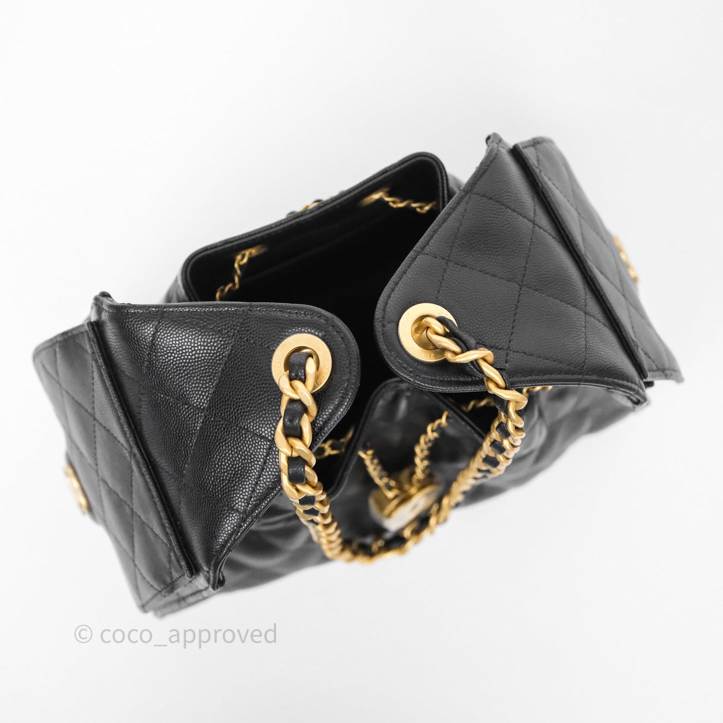Chanel 25 Small Black Caviar Aged Gold Hardware
