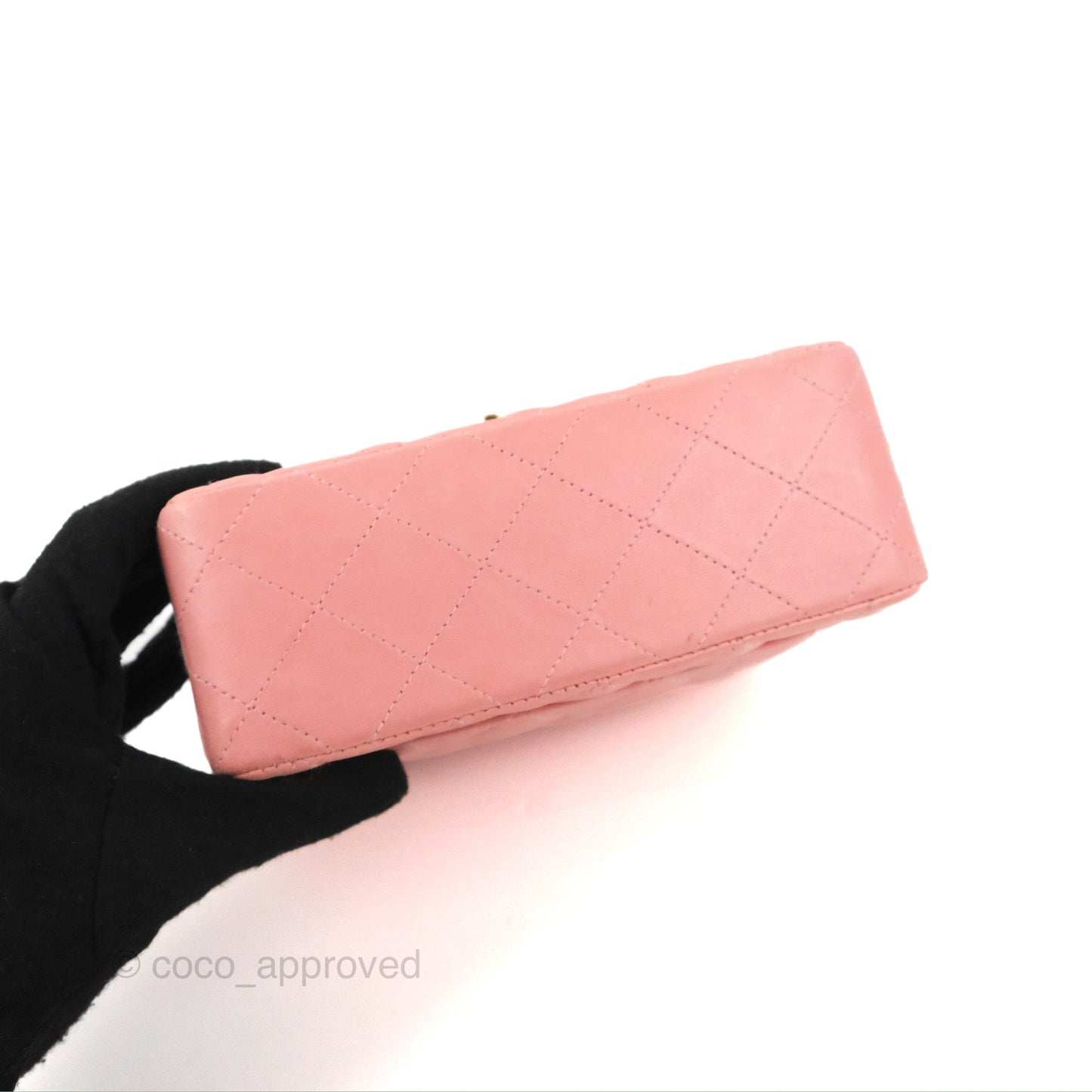 Chanel Quilted Vintage Mini Square Flap Pink Lambskin 24K Gold Hardware