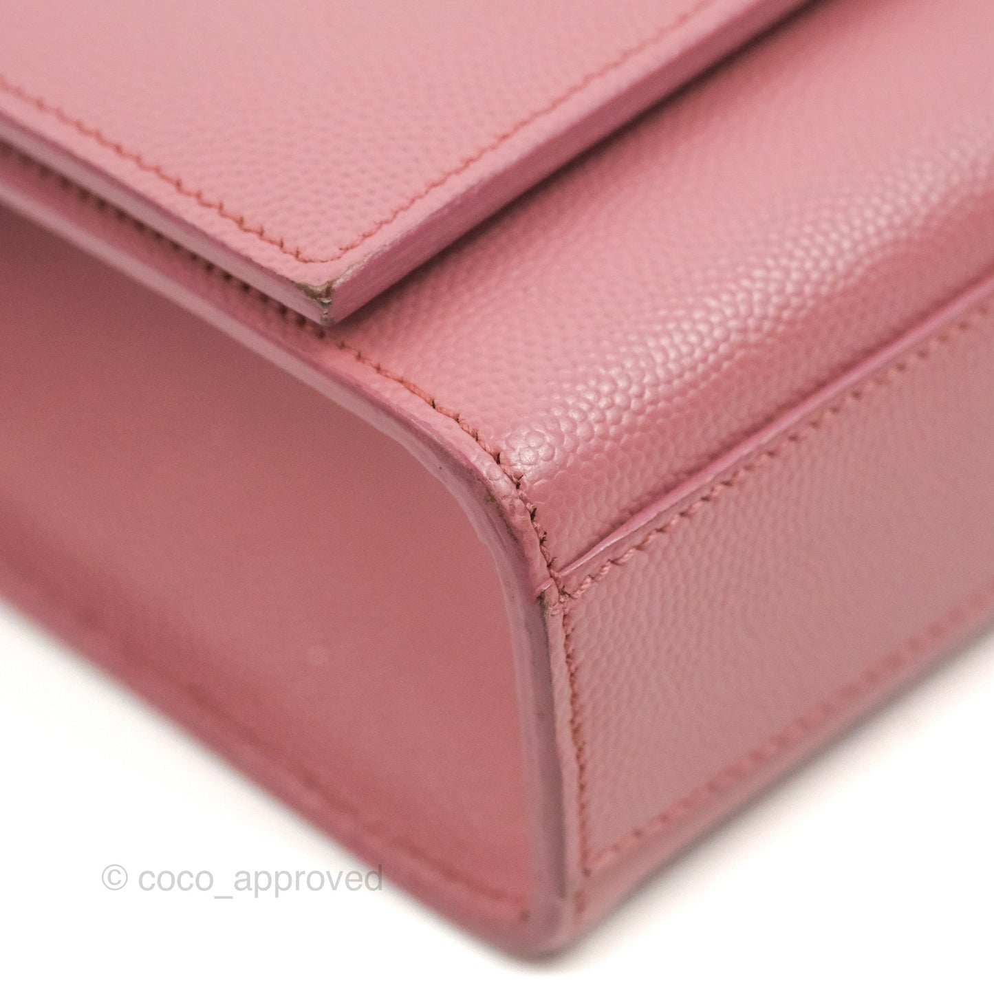 Saint Laurent Medium Classic Monogram Kate Pink Grained Calfskin