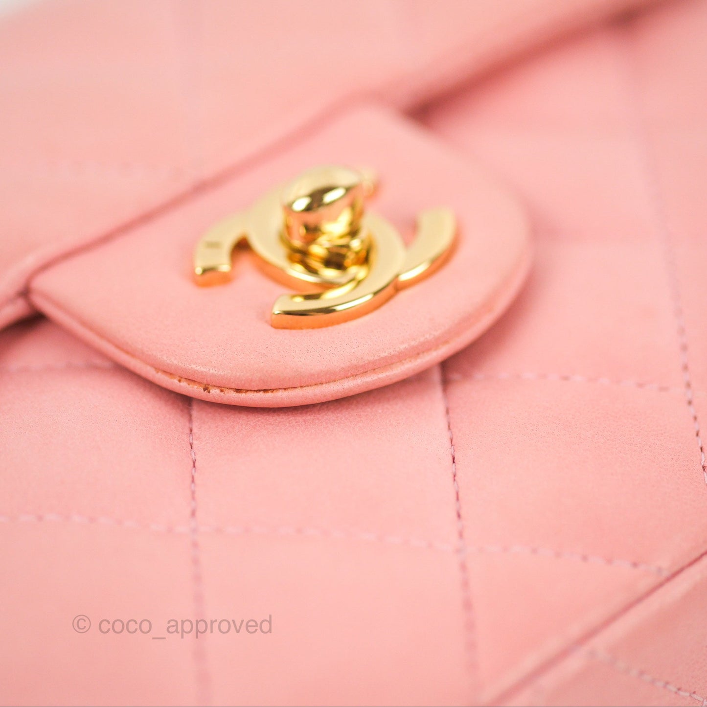Chanel Quilted Vintage Mini Square Flap Pink Lambskin 24K Gold Hardware