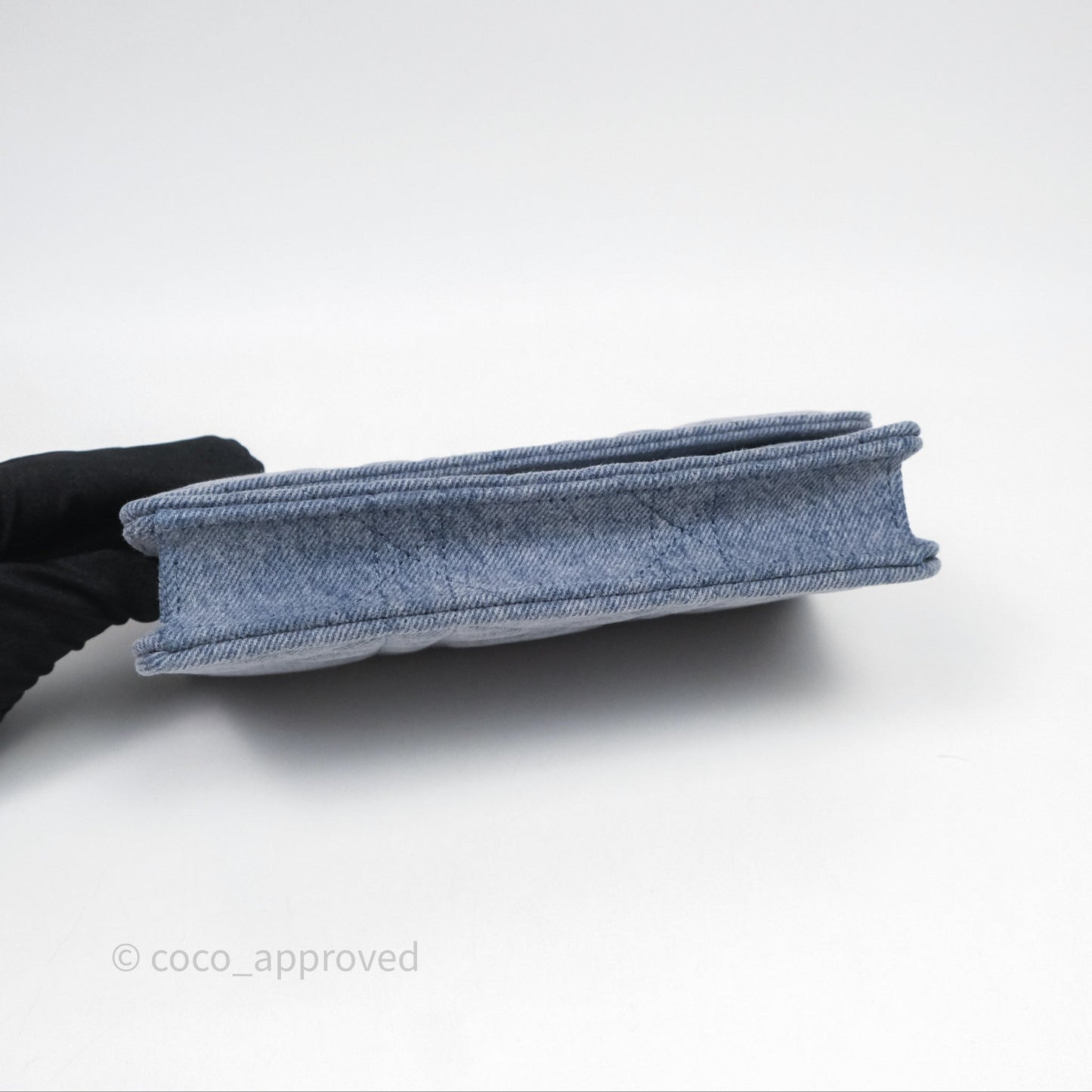 Christian Dior Dior Caro Pouch with Chain Blue Macrocannage Denim