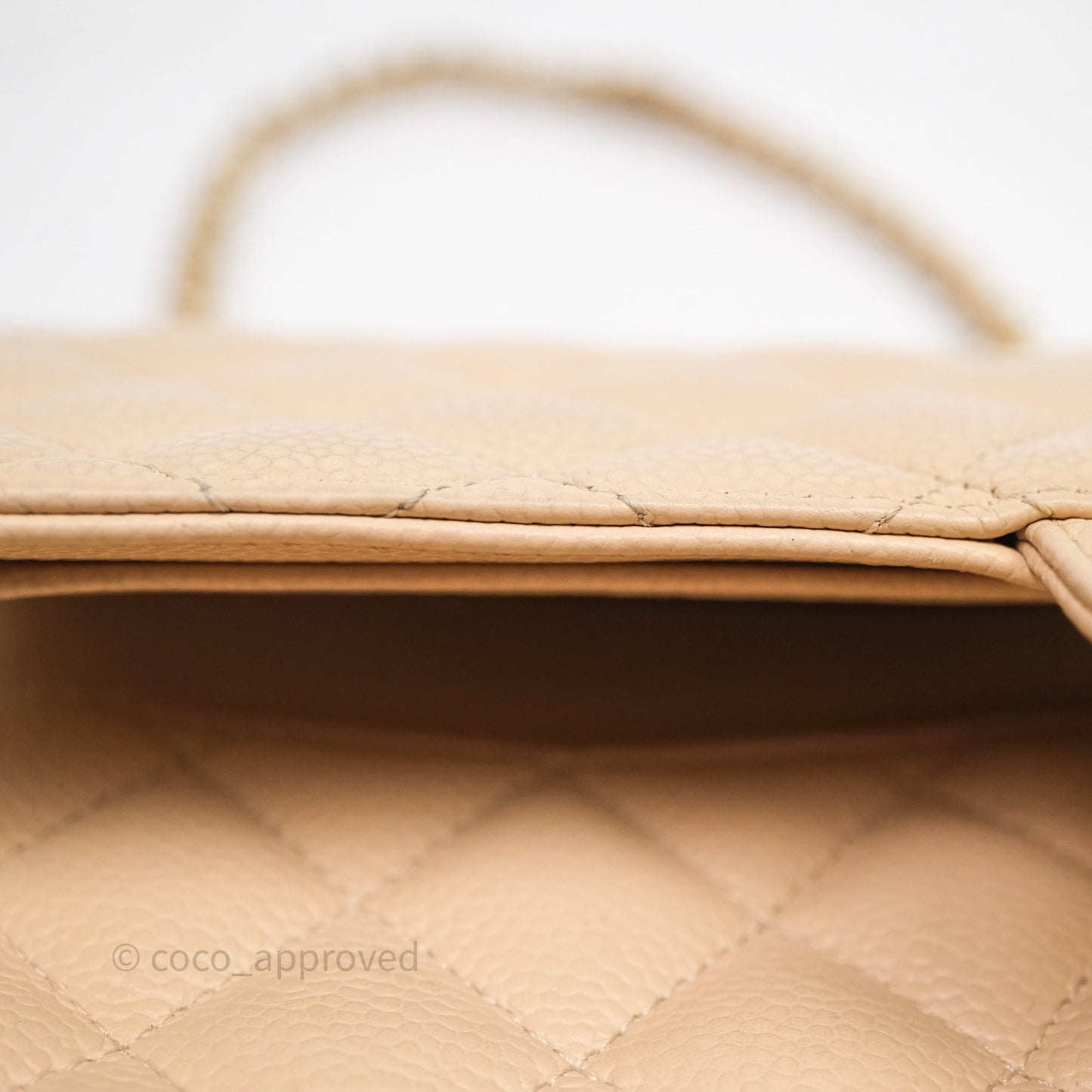 Chanel M/L Medium Classic Flap Quilted Beige Caviar Gold Hardware