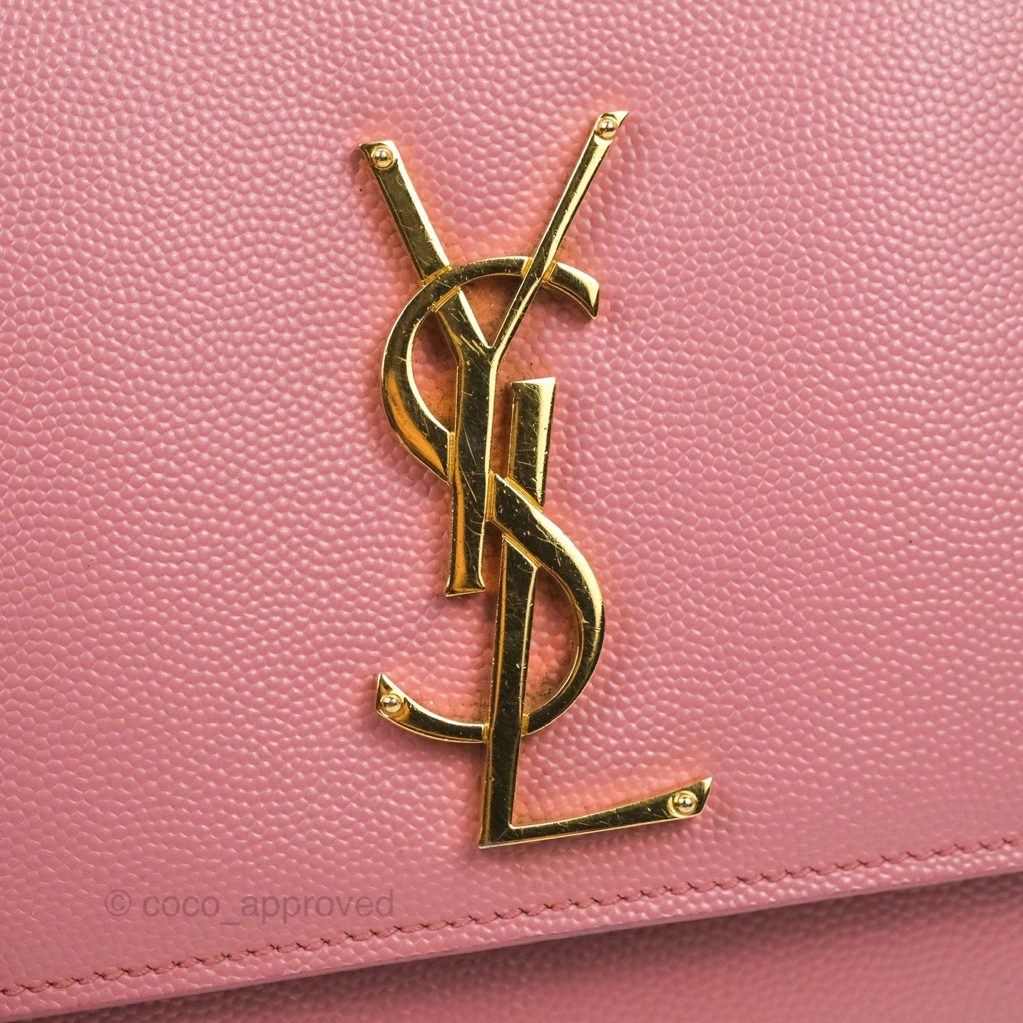 Saint Laurent Medium Classic Monogram Kate Pink Grained Calfskin