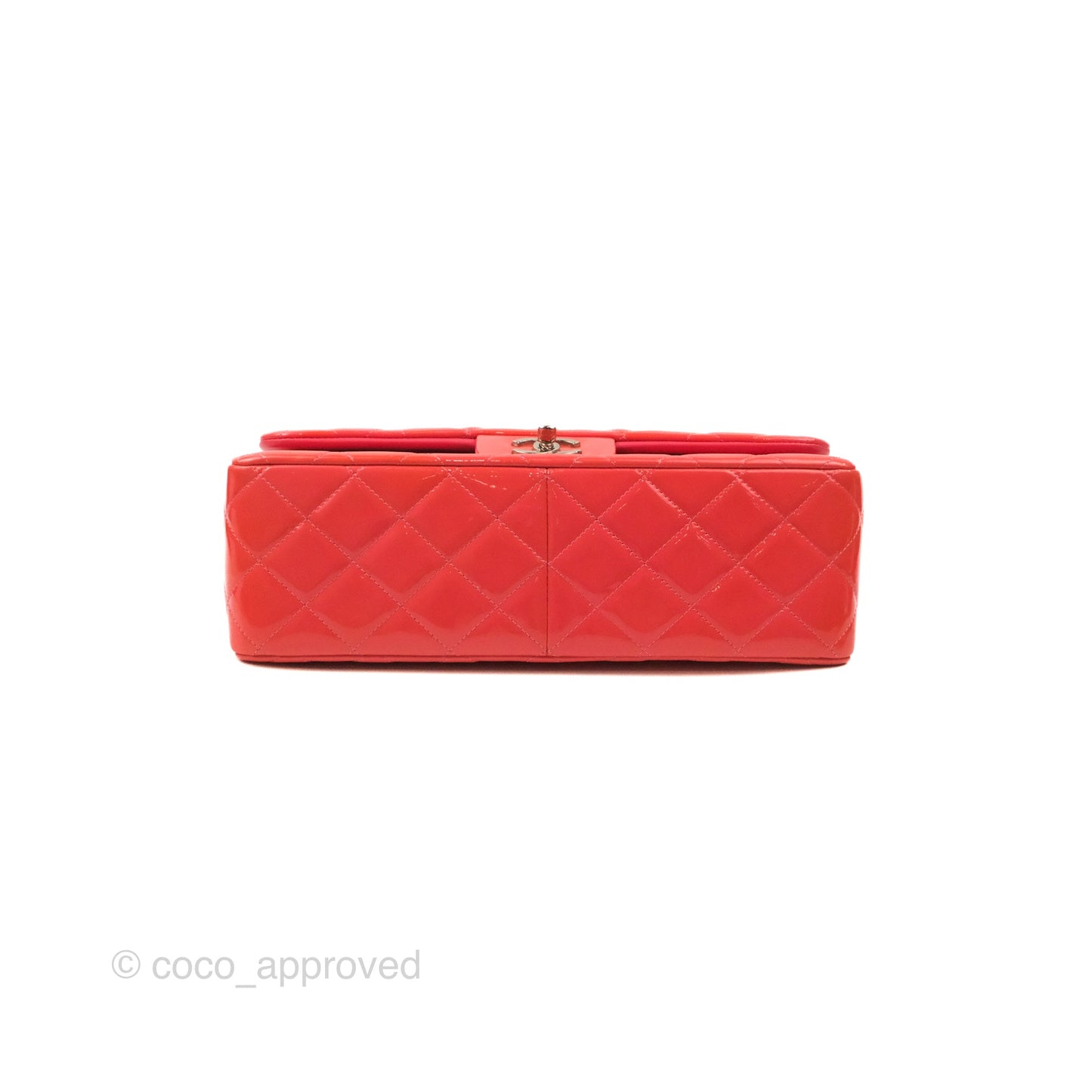 Chanel Jumbo Double Flap Coral Pink Patent Silver Hardware⁣⁣