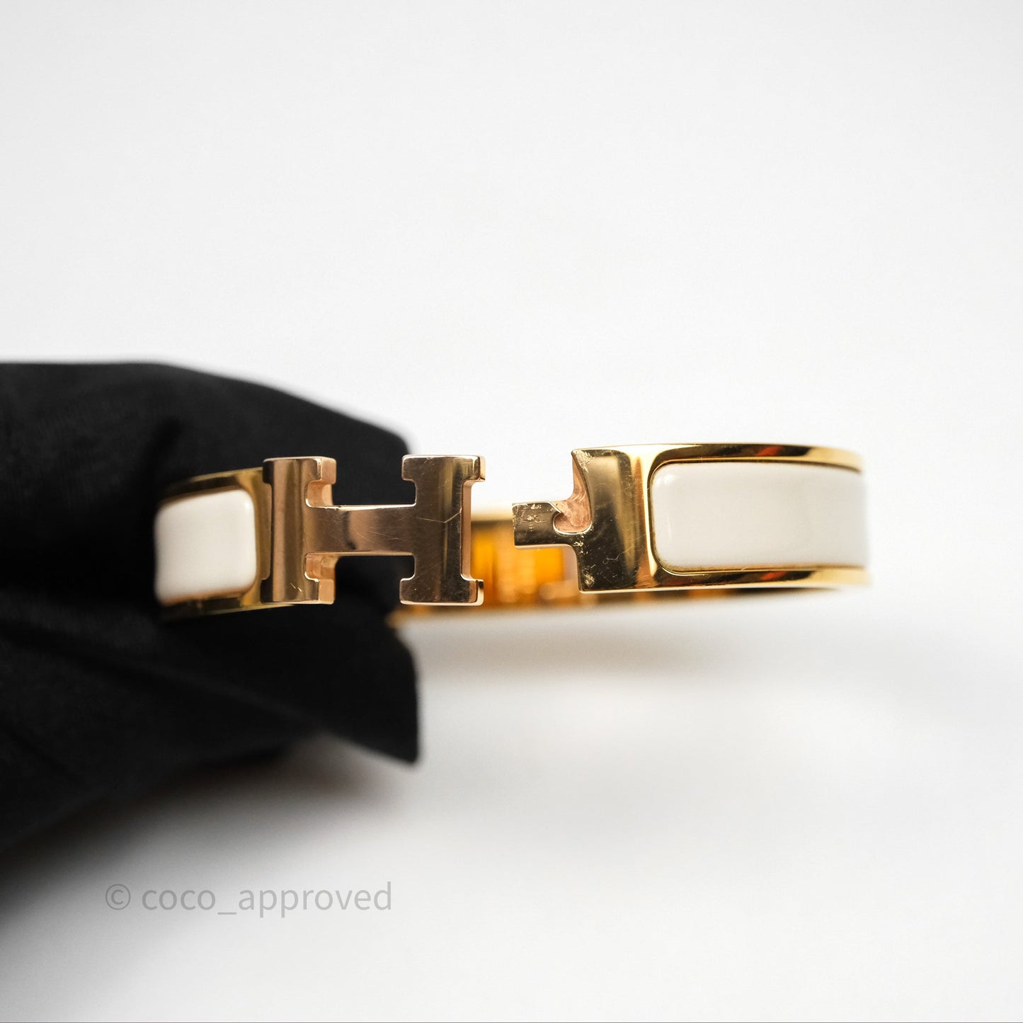 Hermès Clic H Bracelet White Rose Gold Hardware PM
