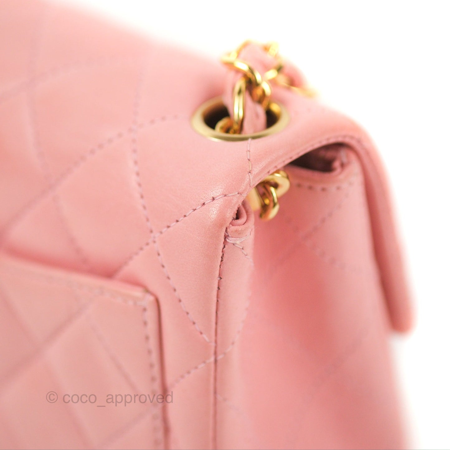Chanel Quilted Vintage Mini Square Flap Pink Lambskin 24K Gold Hardware