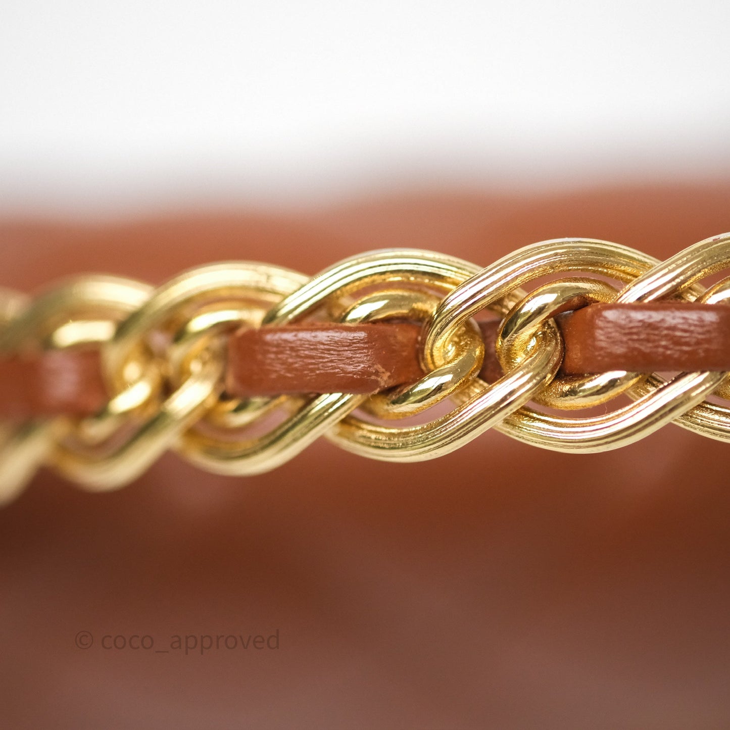 Chanel Top Handle Mini WOC Phone Holder with Chain Dark Caramel Lambskin Gold Hardware