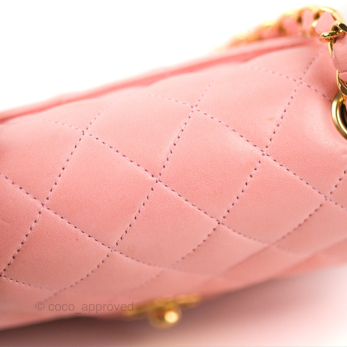 Chanel Quilted Vintage Mini Square Flap Pink Lambskin 24K Gold Hardware