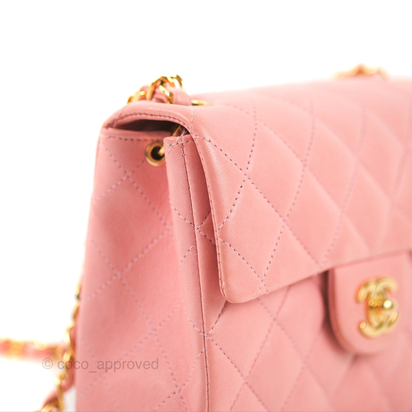 Chanel Quilted Vintage Mini Square Flap Pink Lambskin 24K Gold Hardware
