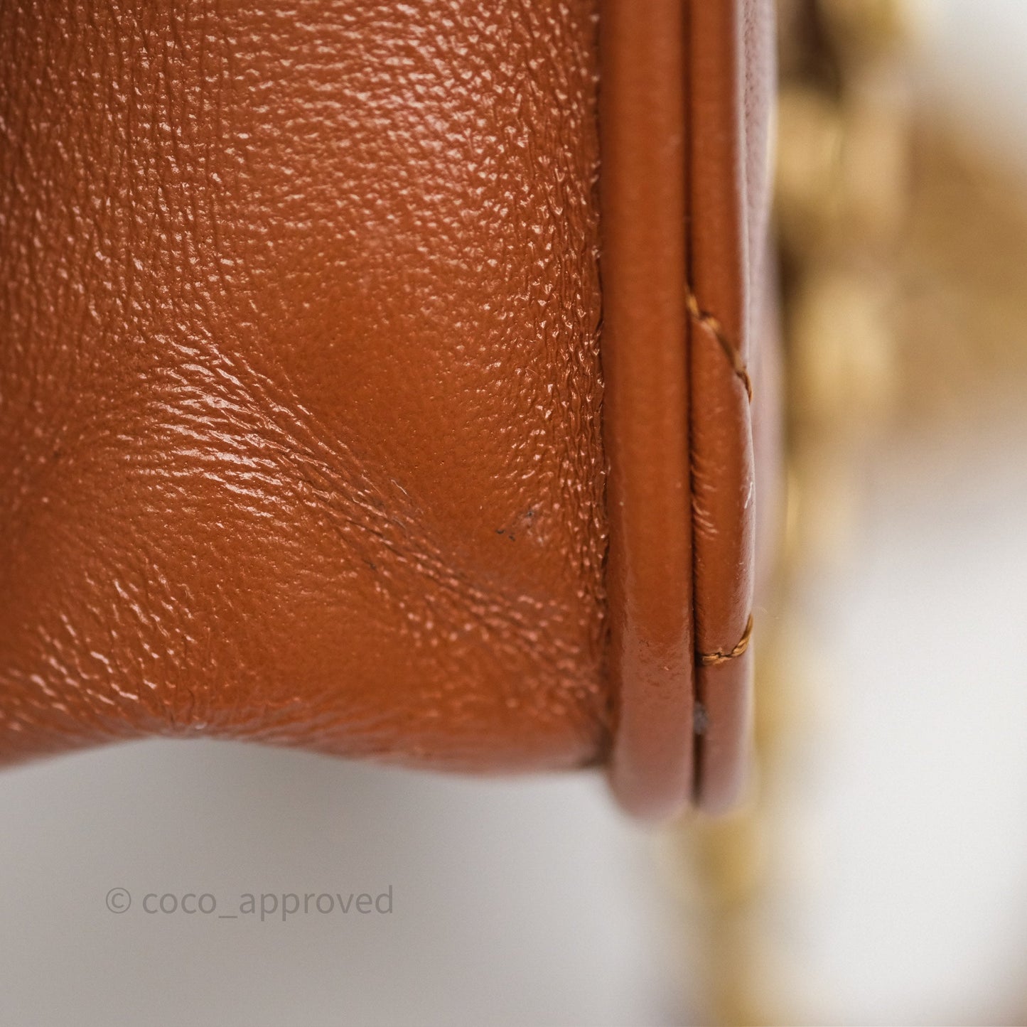 Chanel Top Handle Mini WOC Phone Holder with Chain Dark Caramel Lambskin Gold Hardware