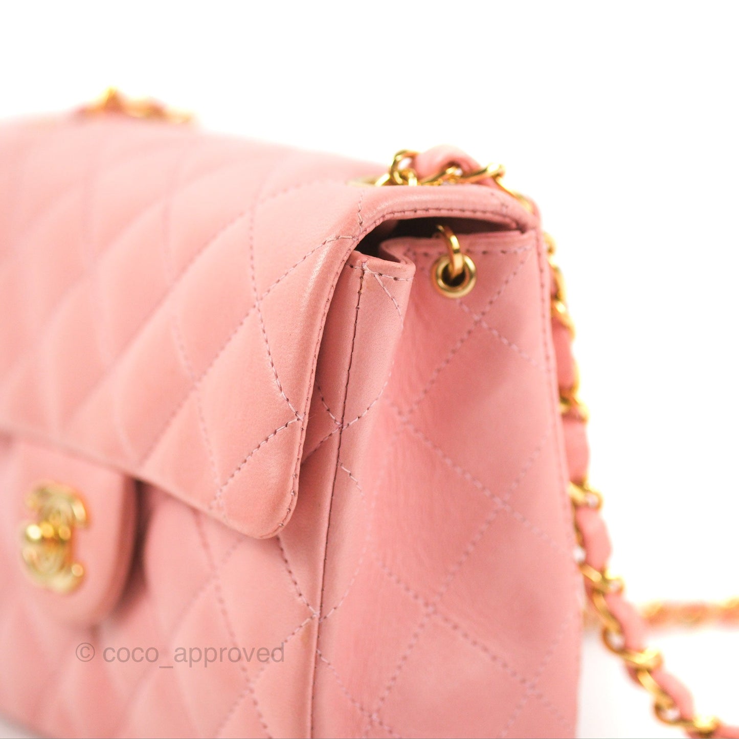 Chanel Quilted Vintage Mini Square Flap Pink Lambskin 24K Gold Hardware