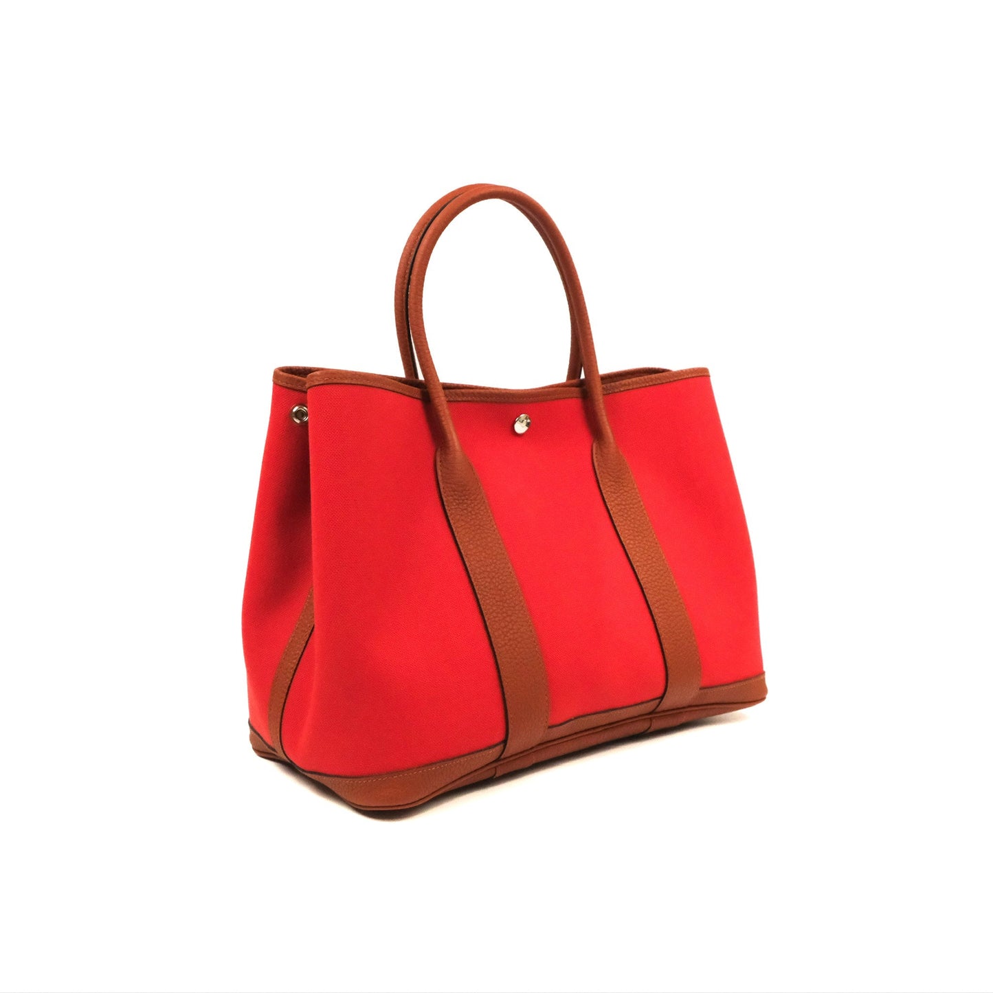 Hermès Garden Party 36 Red Clemence Canvas