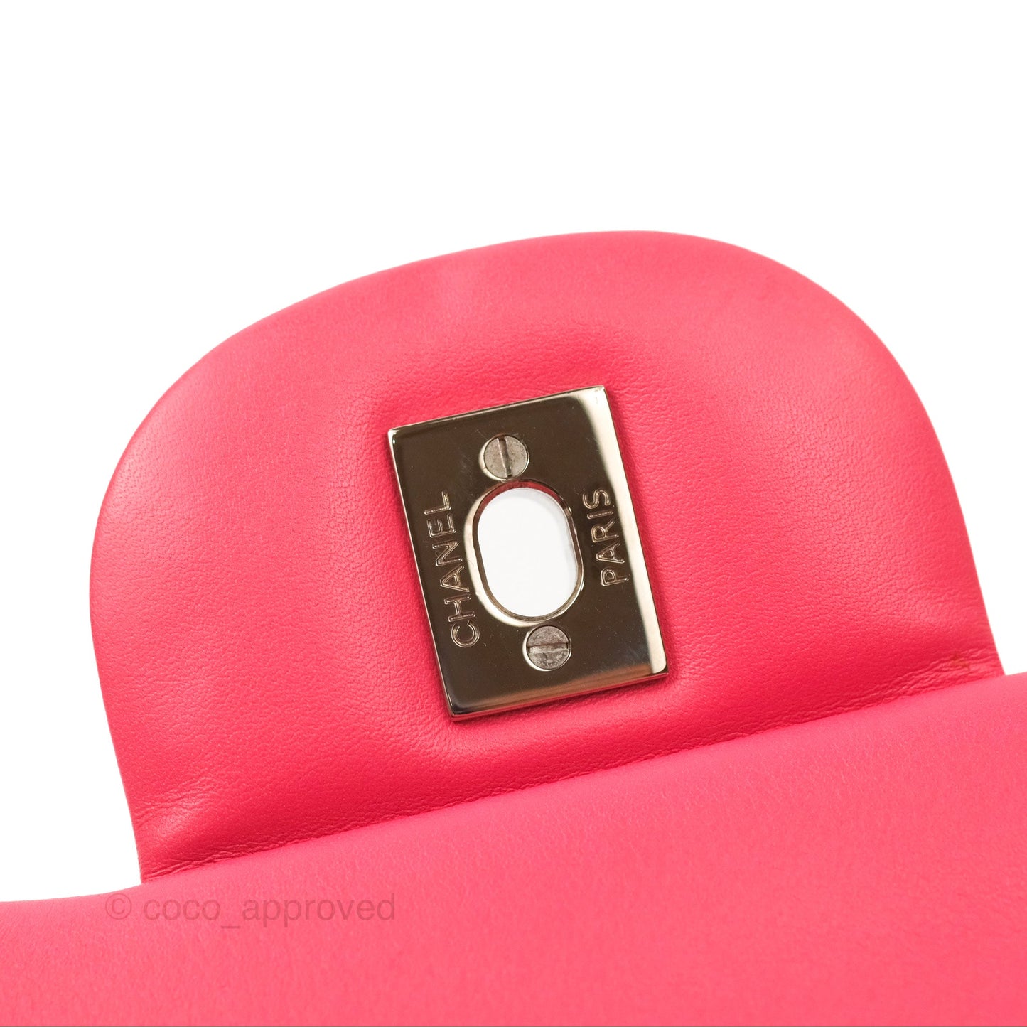 Chanel Jumbo Double Flap Coral Pink Patent Silver Hardware⁣⁣